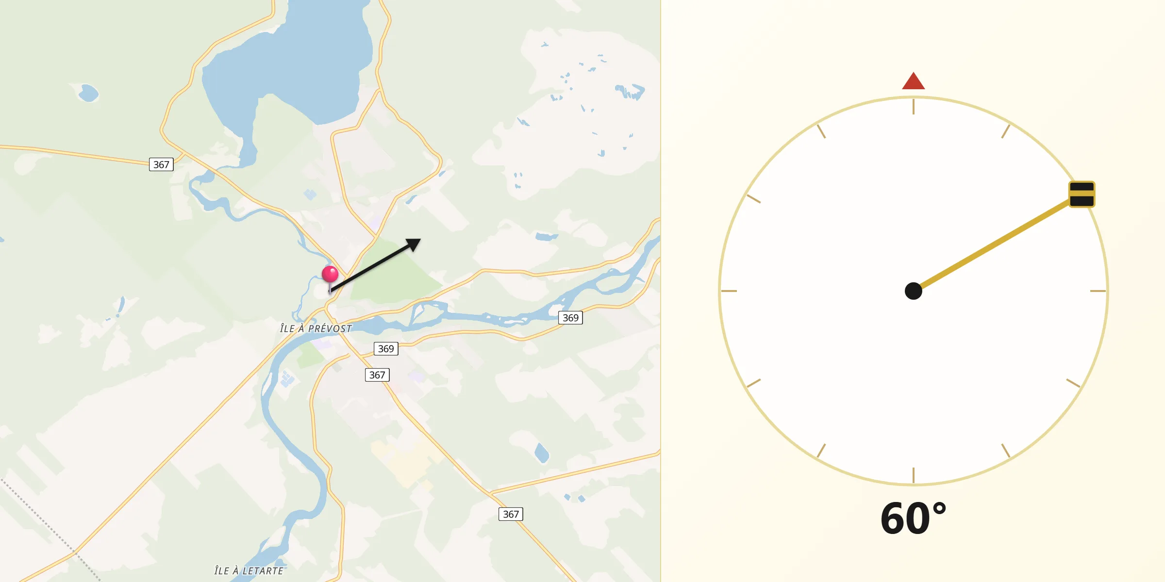 Qibla Direction from Sainte Catherine de la Jacques Cartier