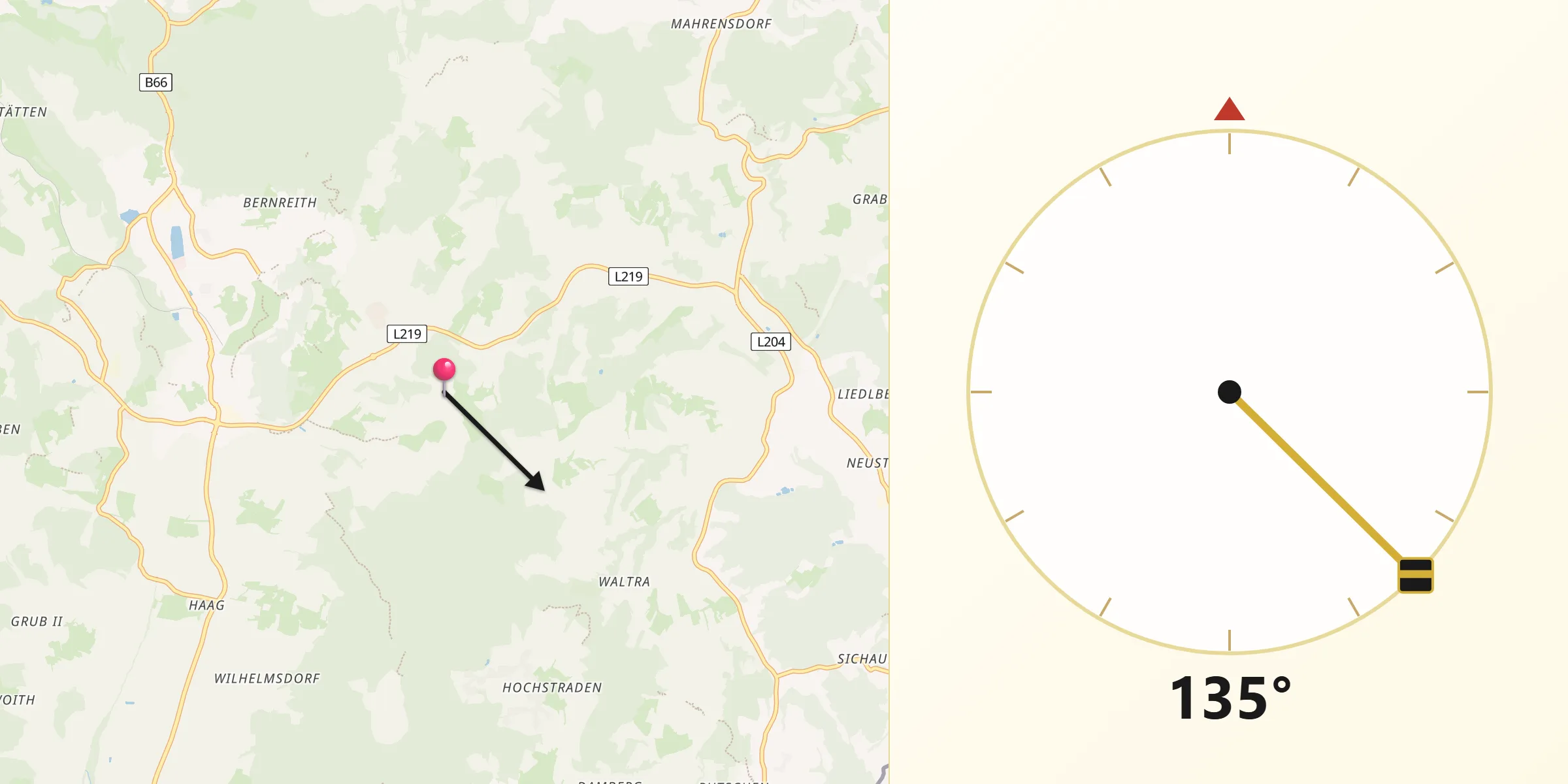 Qibla-Richtung von Bairisch Kölldorf
