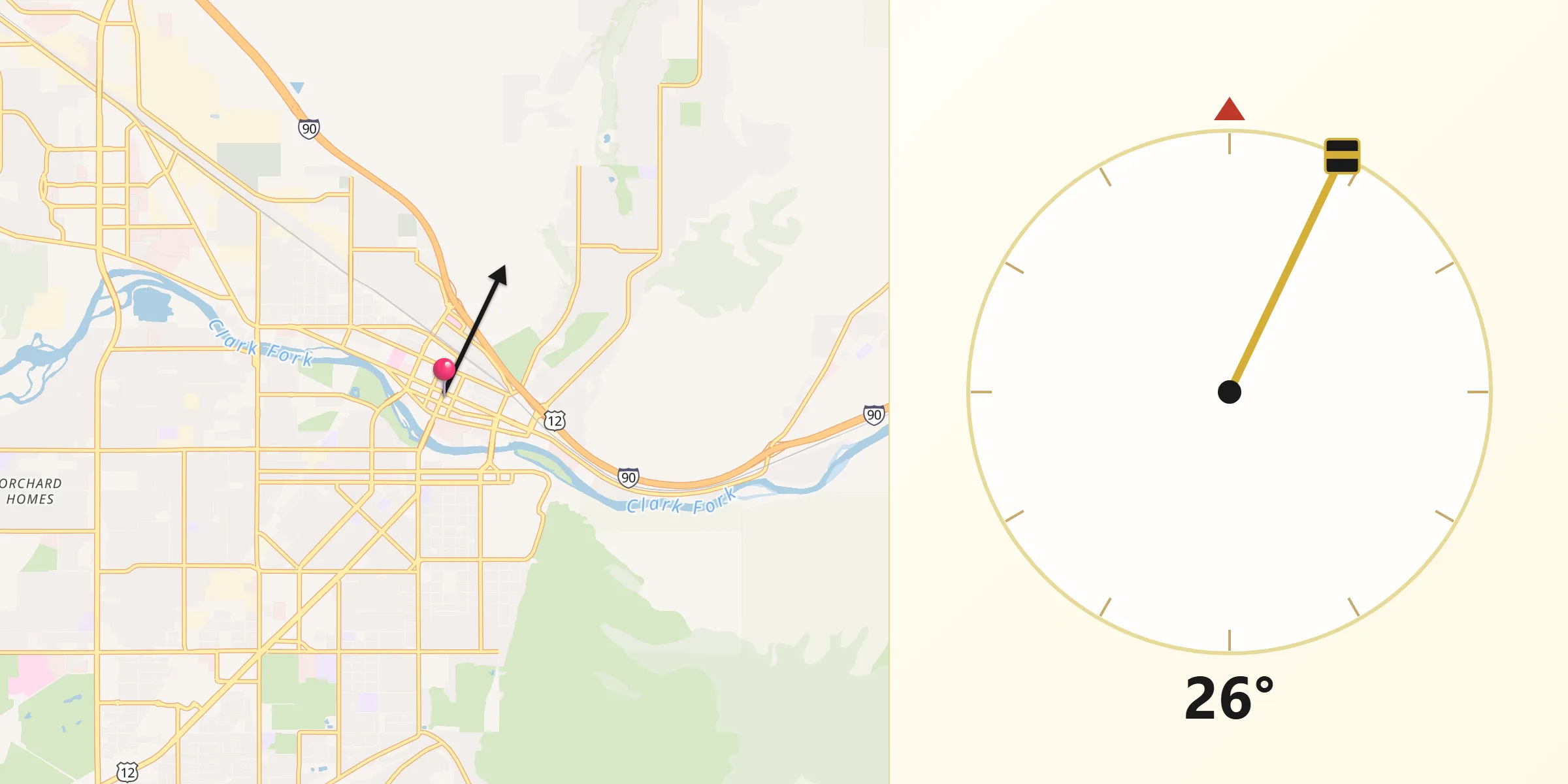 Qibla Direction from Missoula