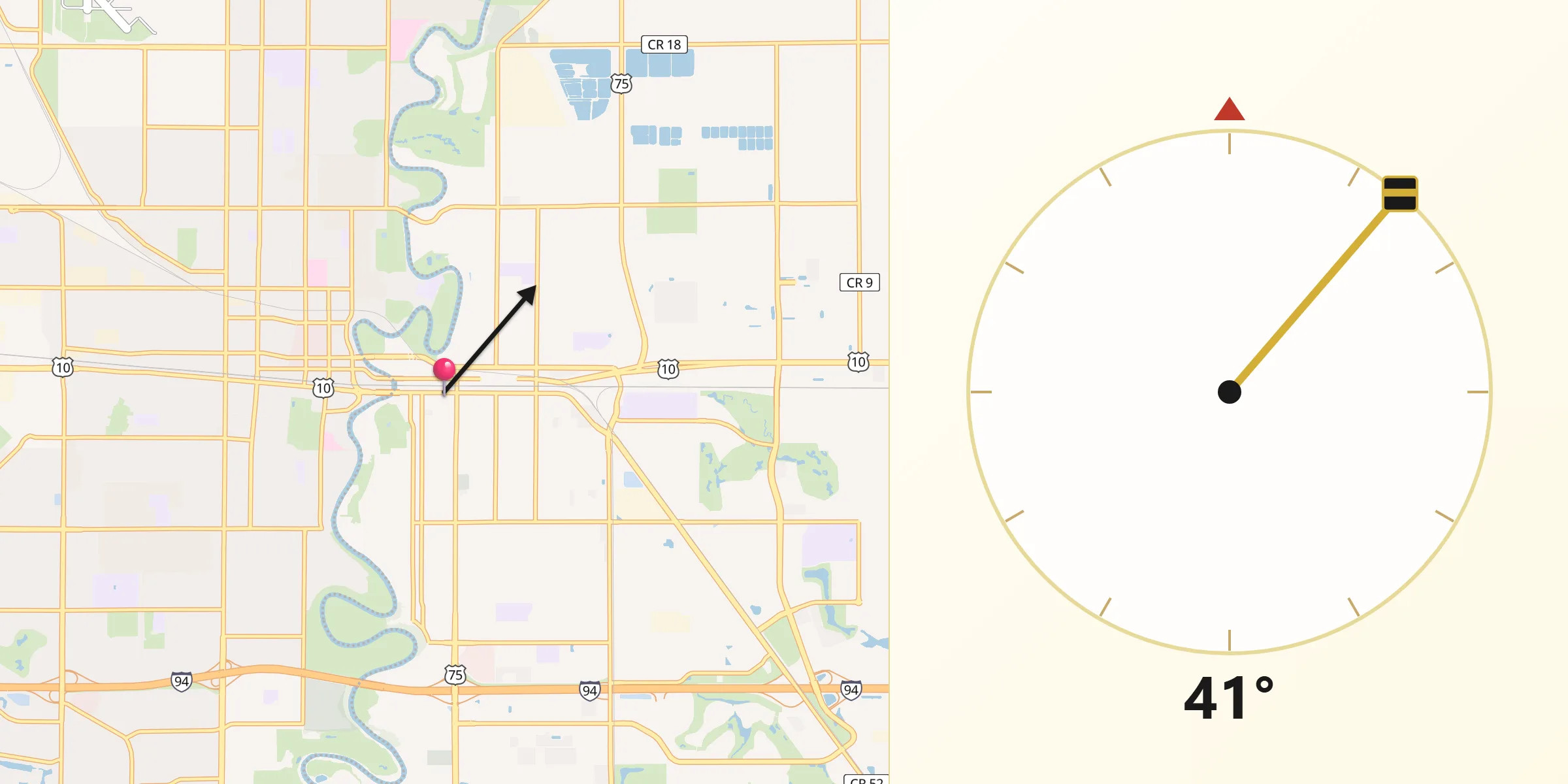 Qibla Direction from Moorhead