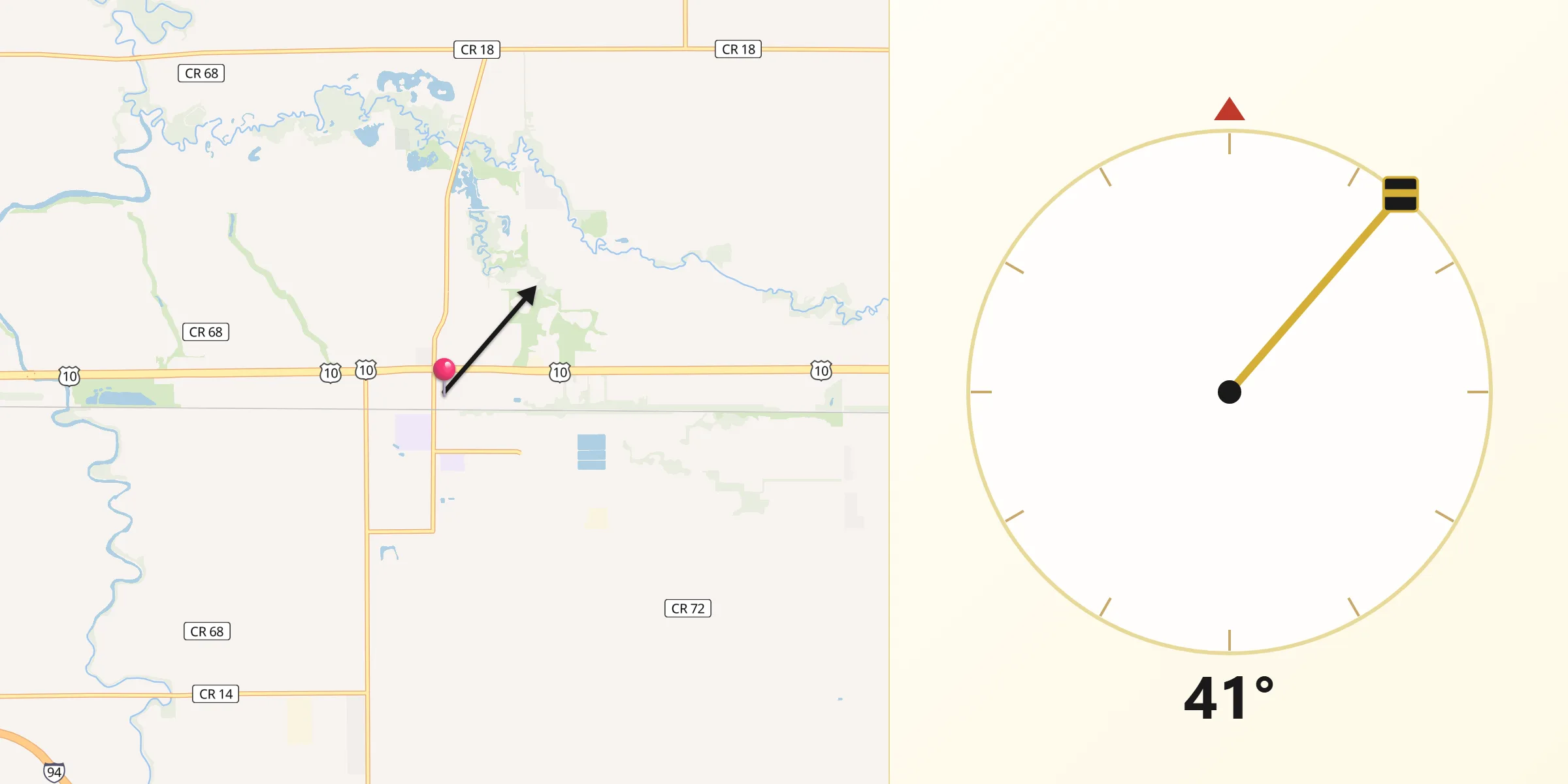 Qibla Direction from Glyndon