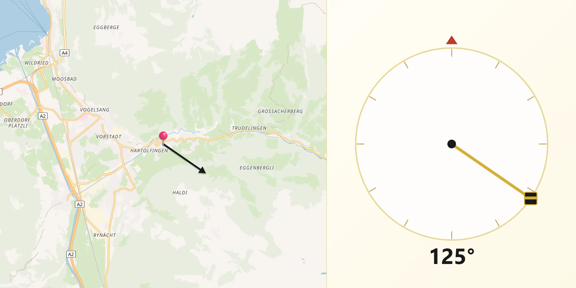 Qibla-Richtung von Bürglen