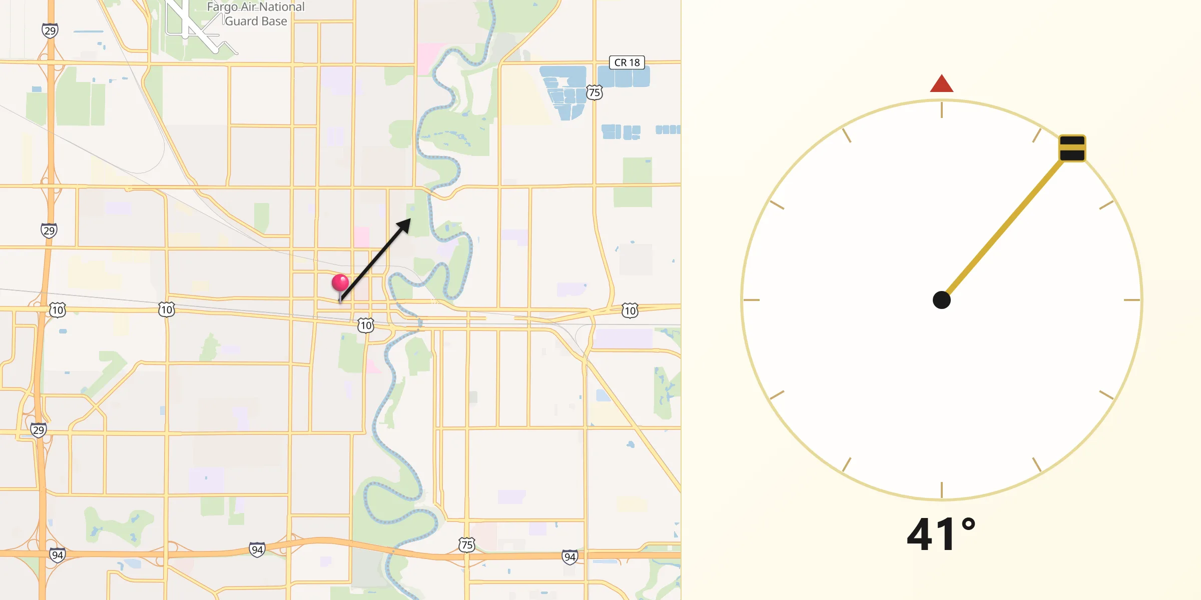 Qibla Direction from Fargo