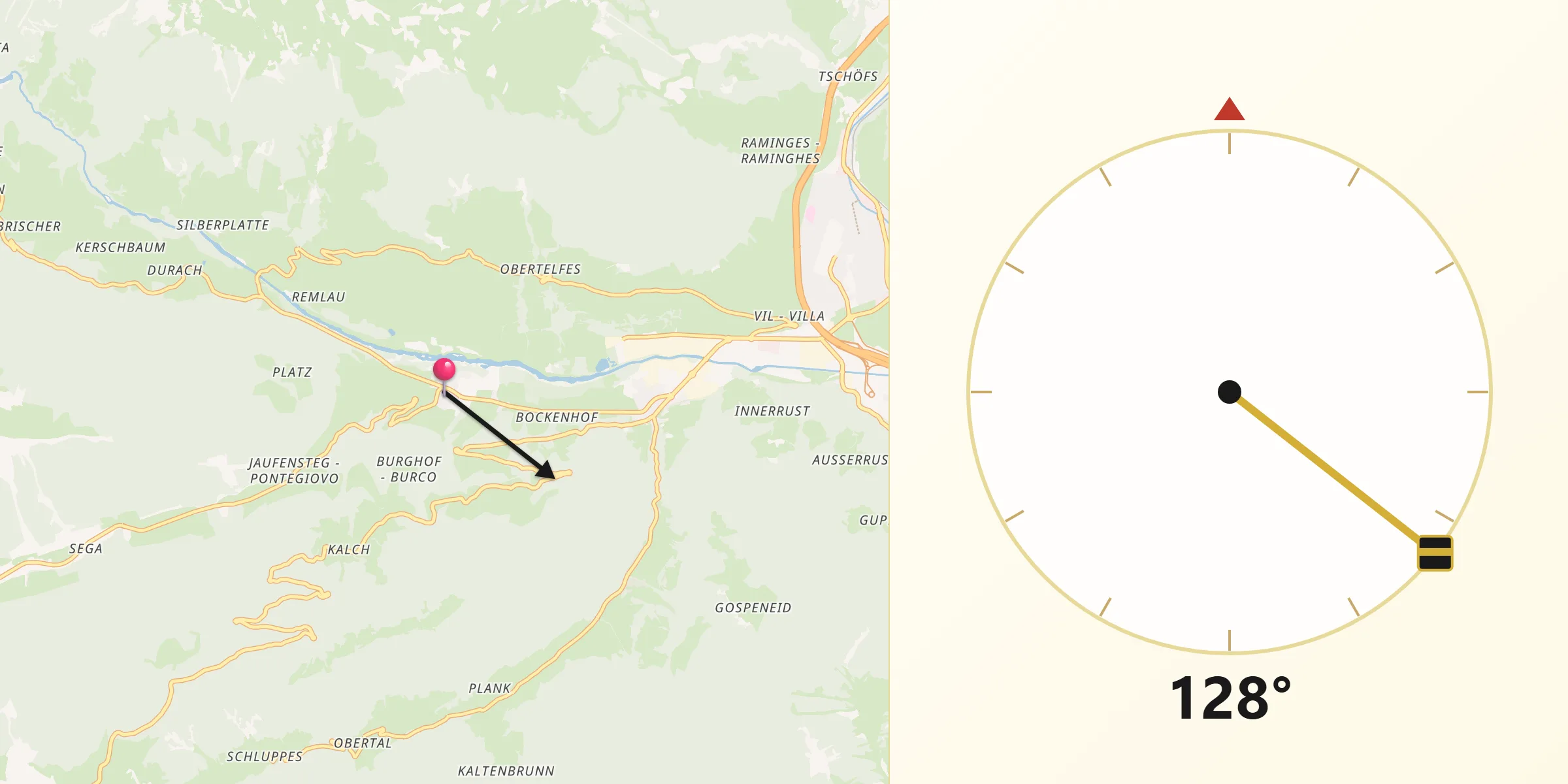 Direzione della Qibla da Stanghe