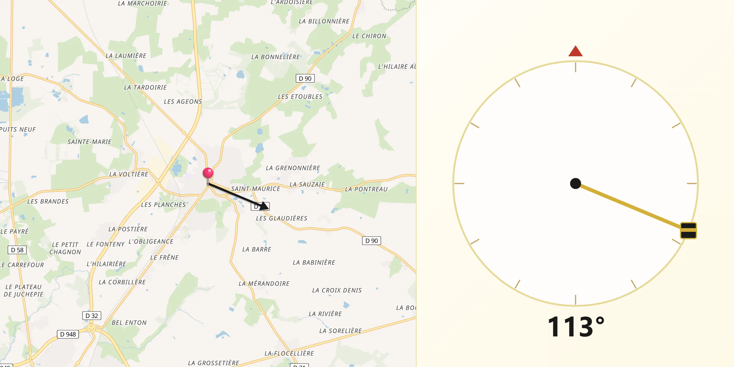 Direction vers la Qibla depuis La Garnache