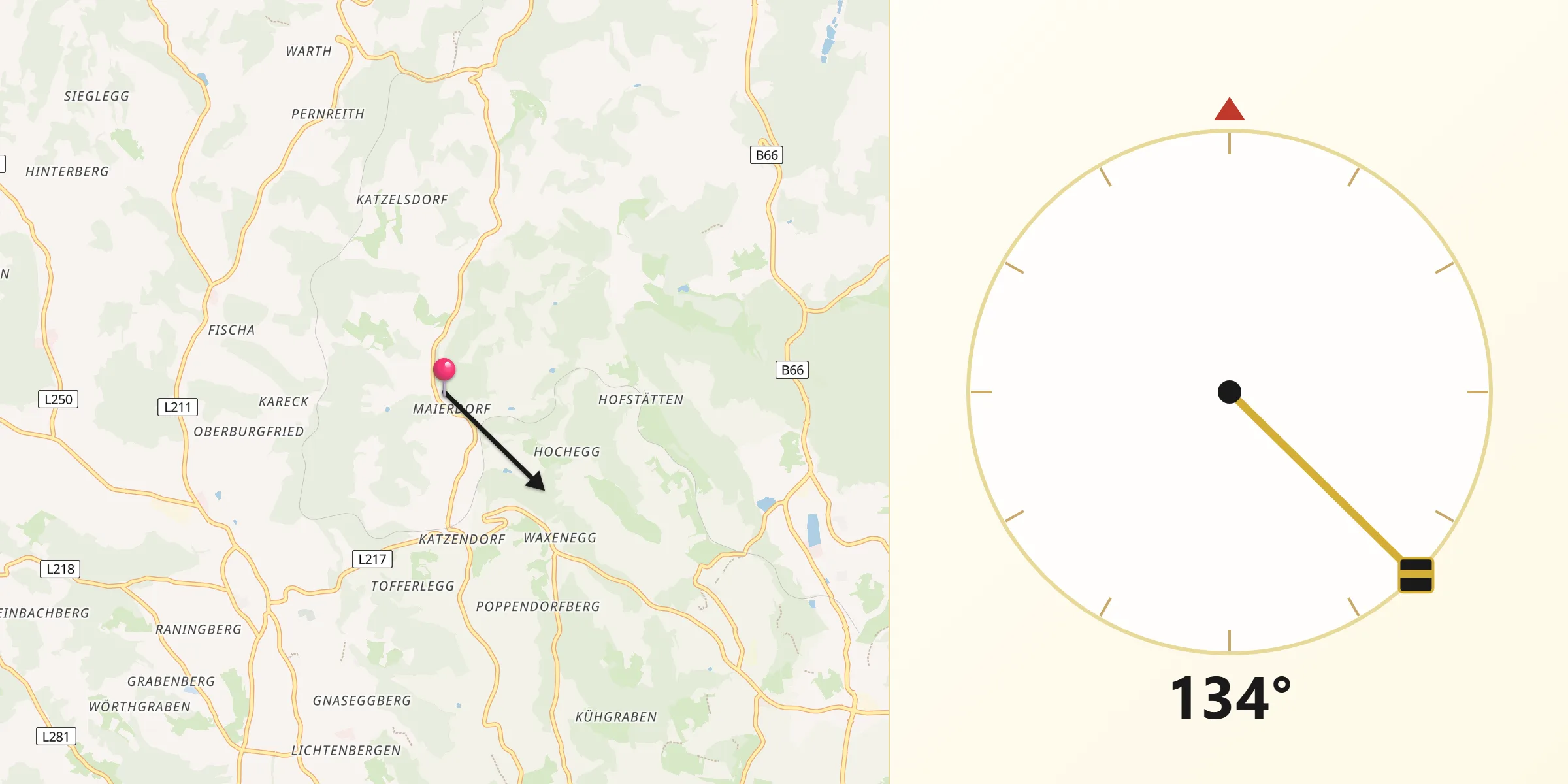 Qibla-Richtung von Maierdorf