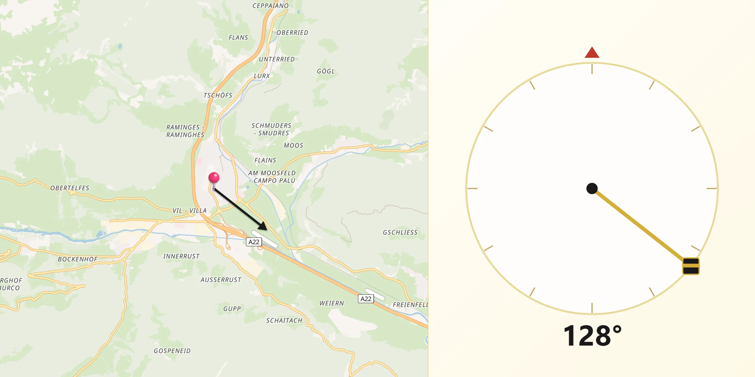 Direzione della Qibla da Vipiteno
