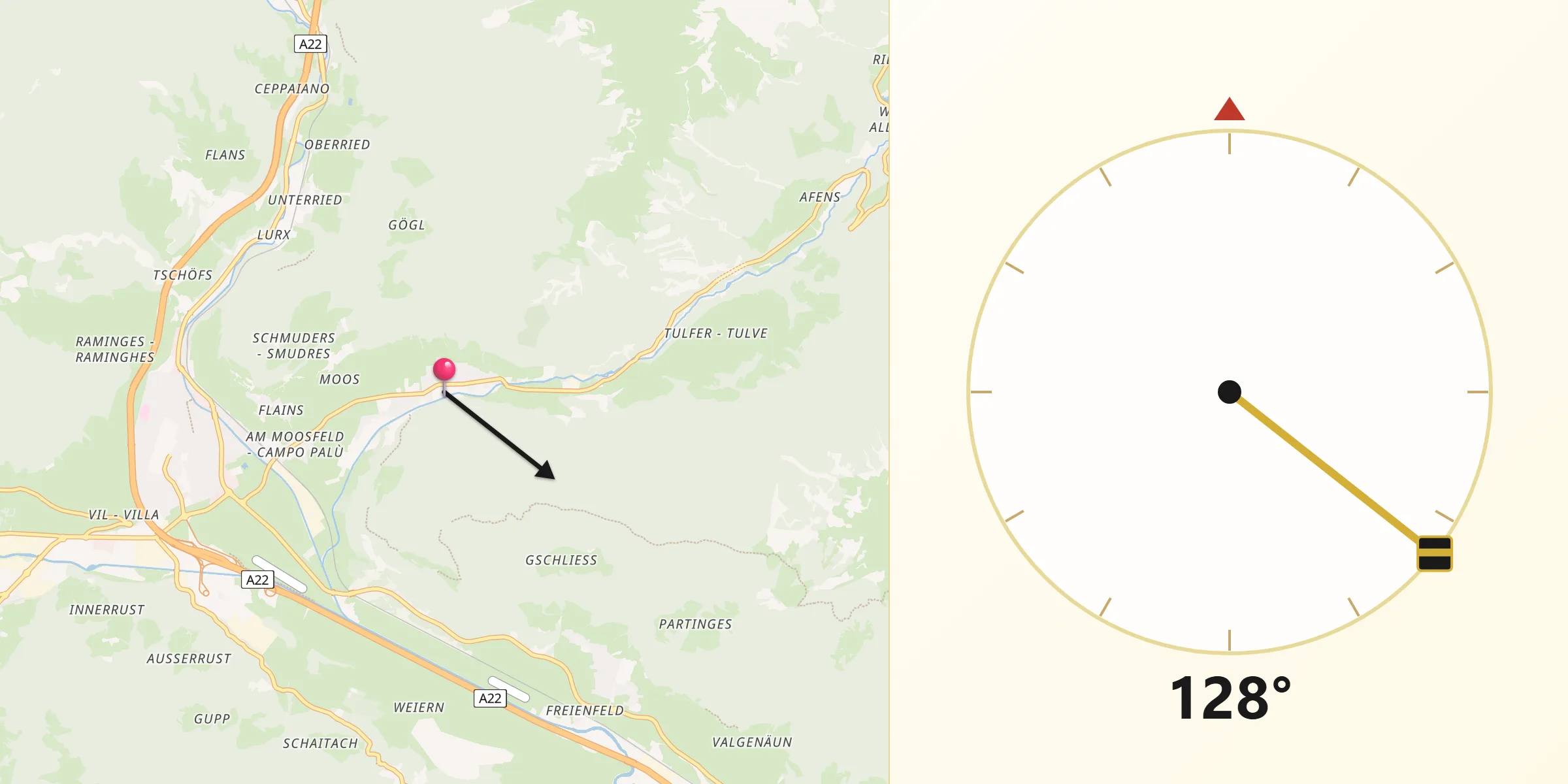 Direzione della Qibla da Prati