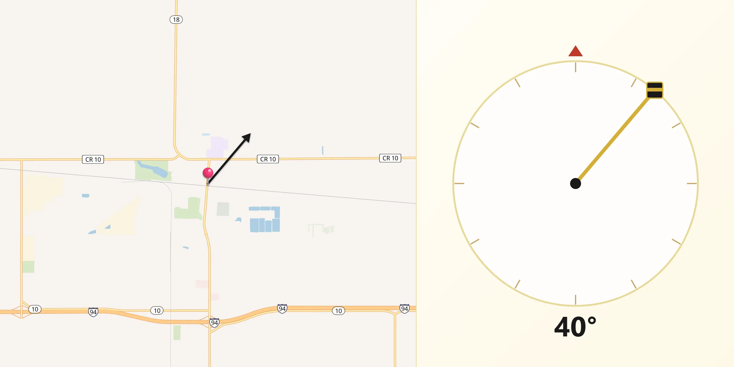 Qibla Direction from Casselton