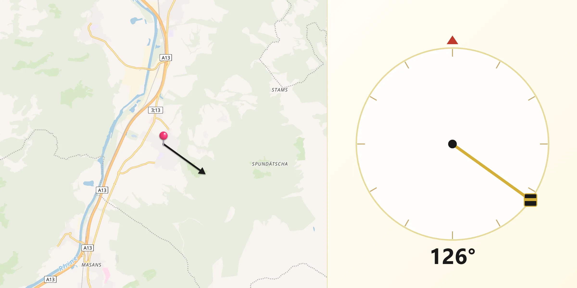 Direzione della Qibla da Trimmis
