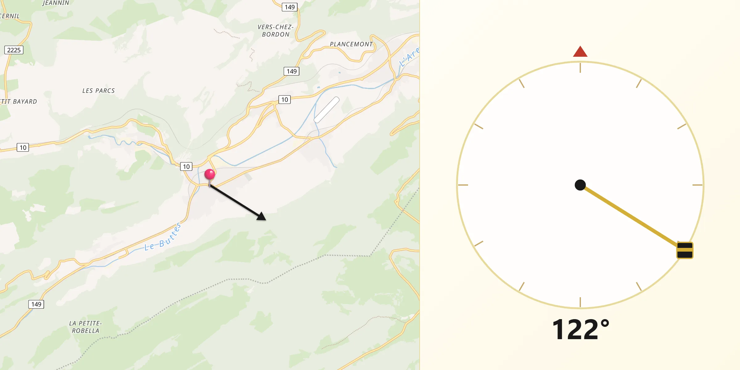 Direction vers la Qibla depuis Fleurier
