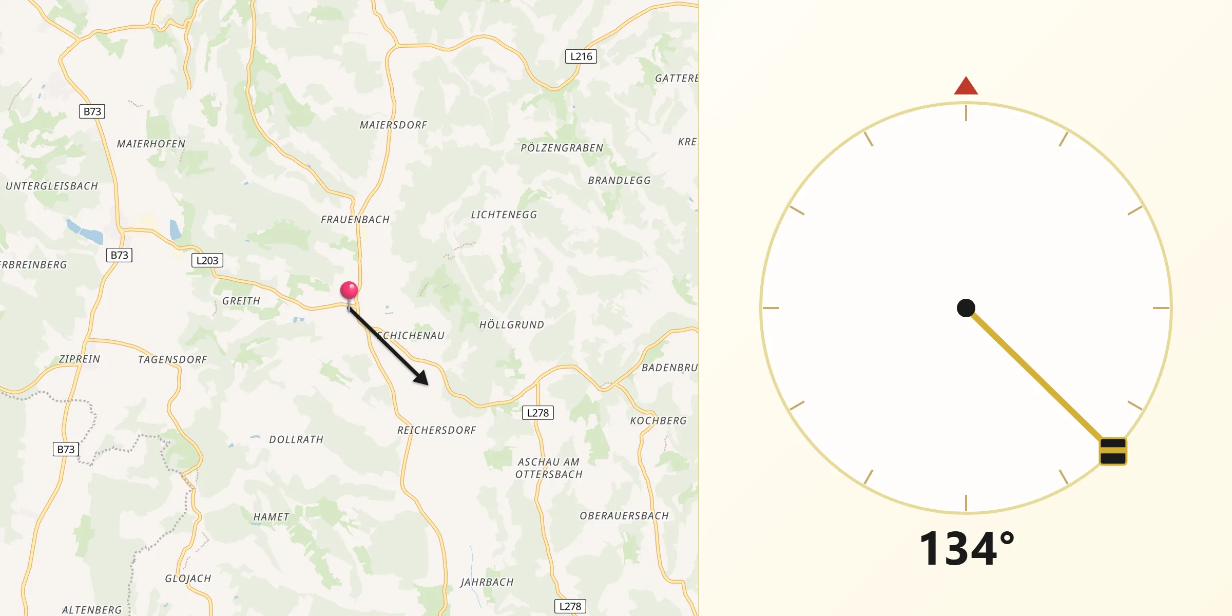 Qibla-Richtung von Sankt Stefan im Rosental