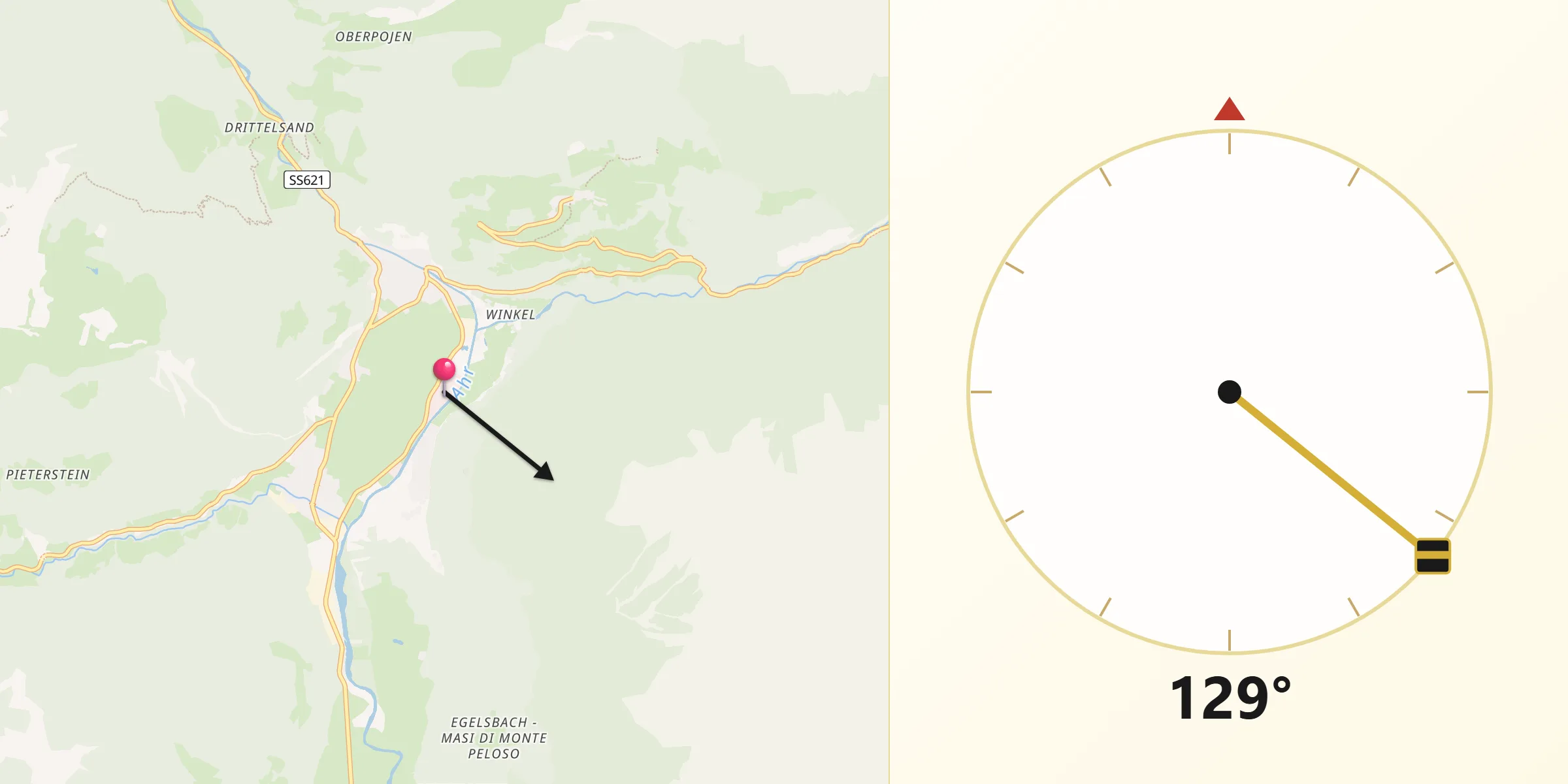 Direzione della Qibla da Campo Tures