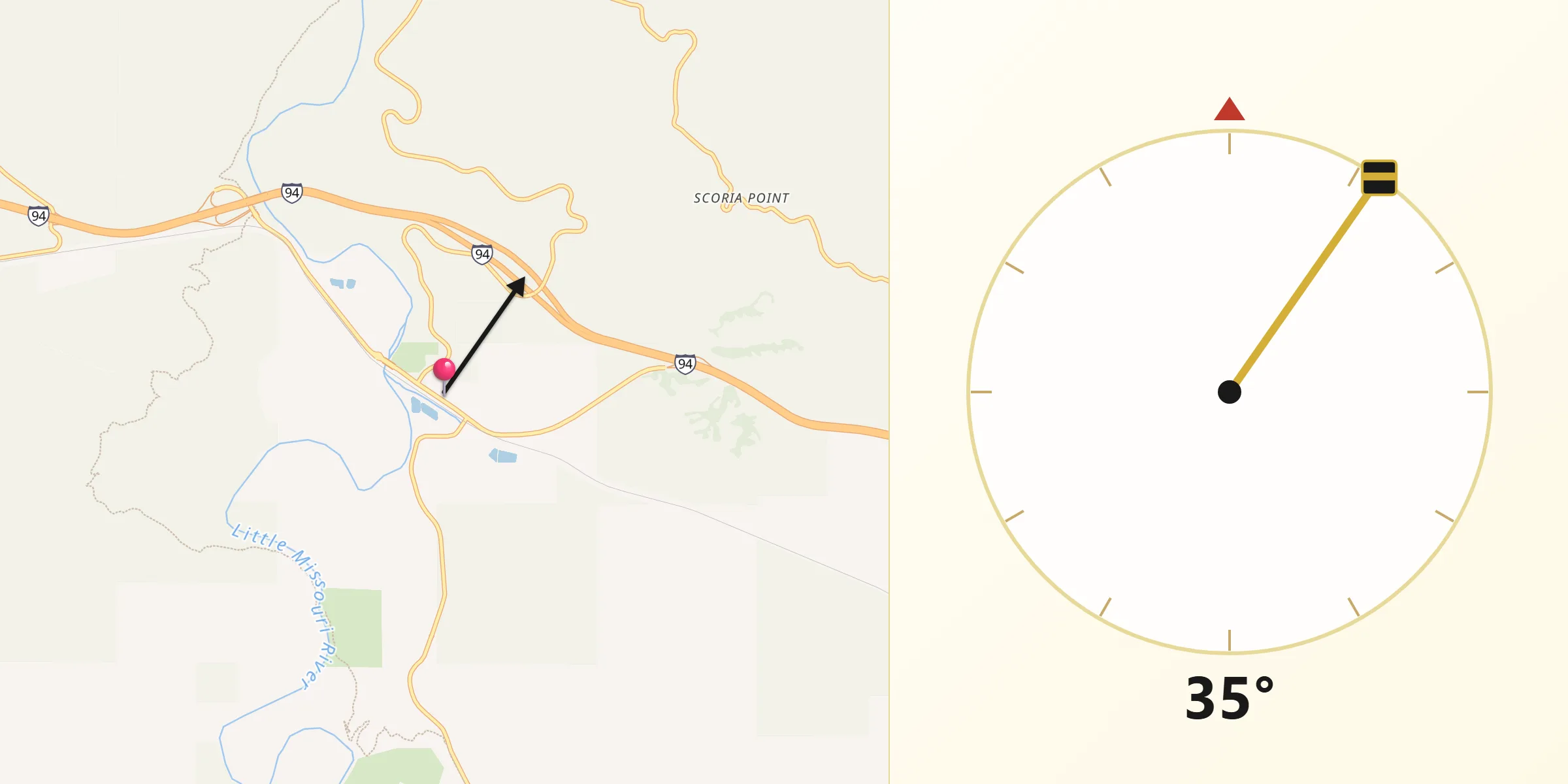 Qibla Direction from Medora