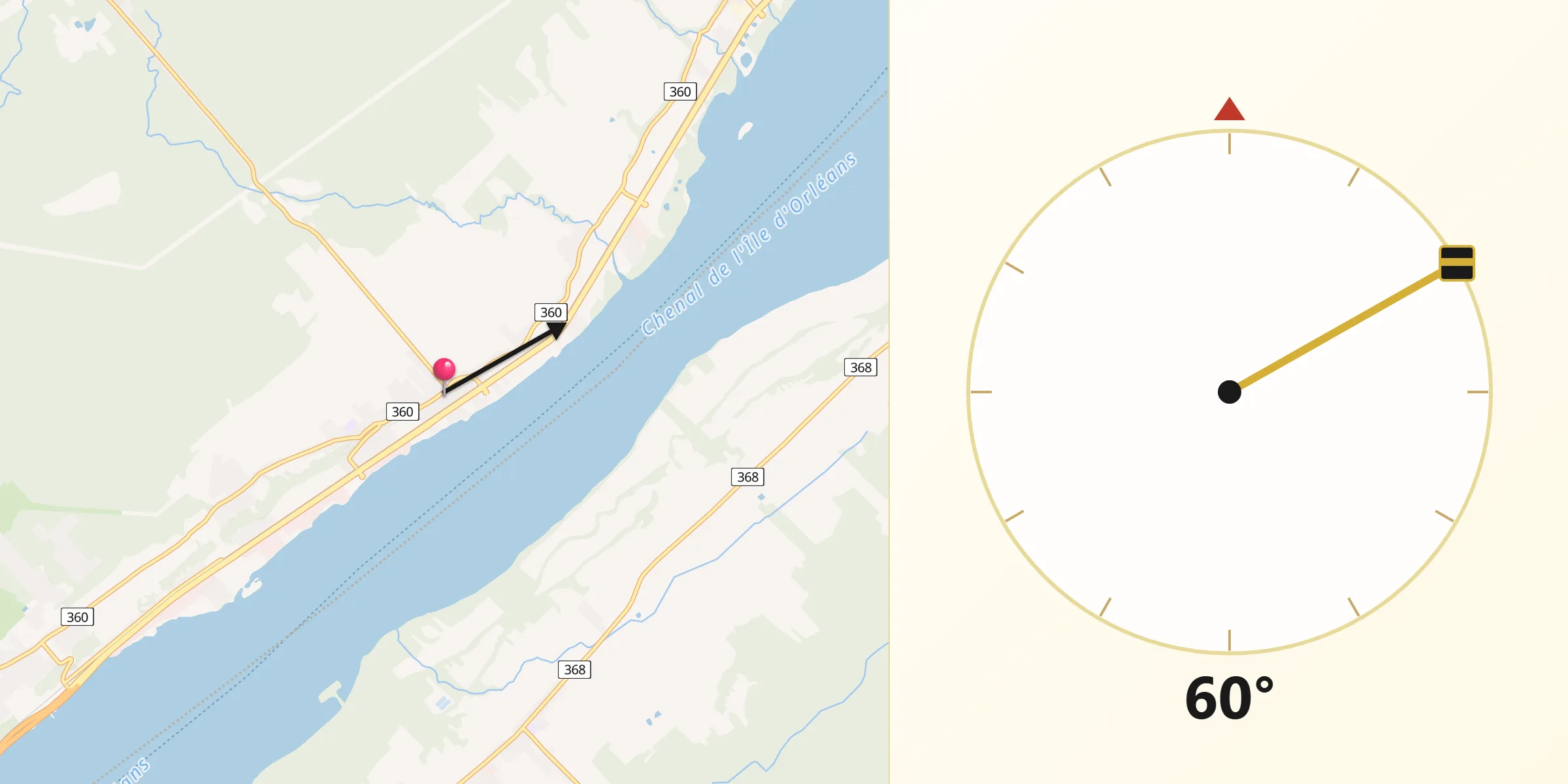 Qibla Direction from L'Ange-Gardien
