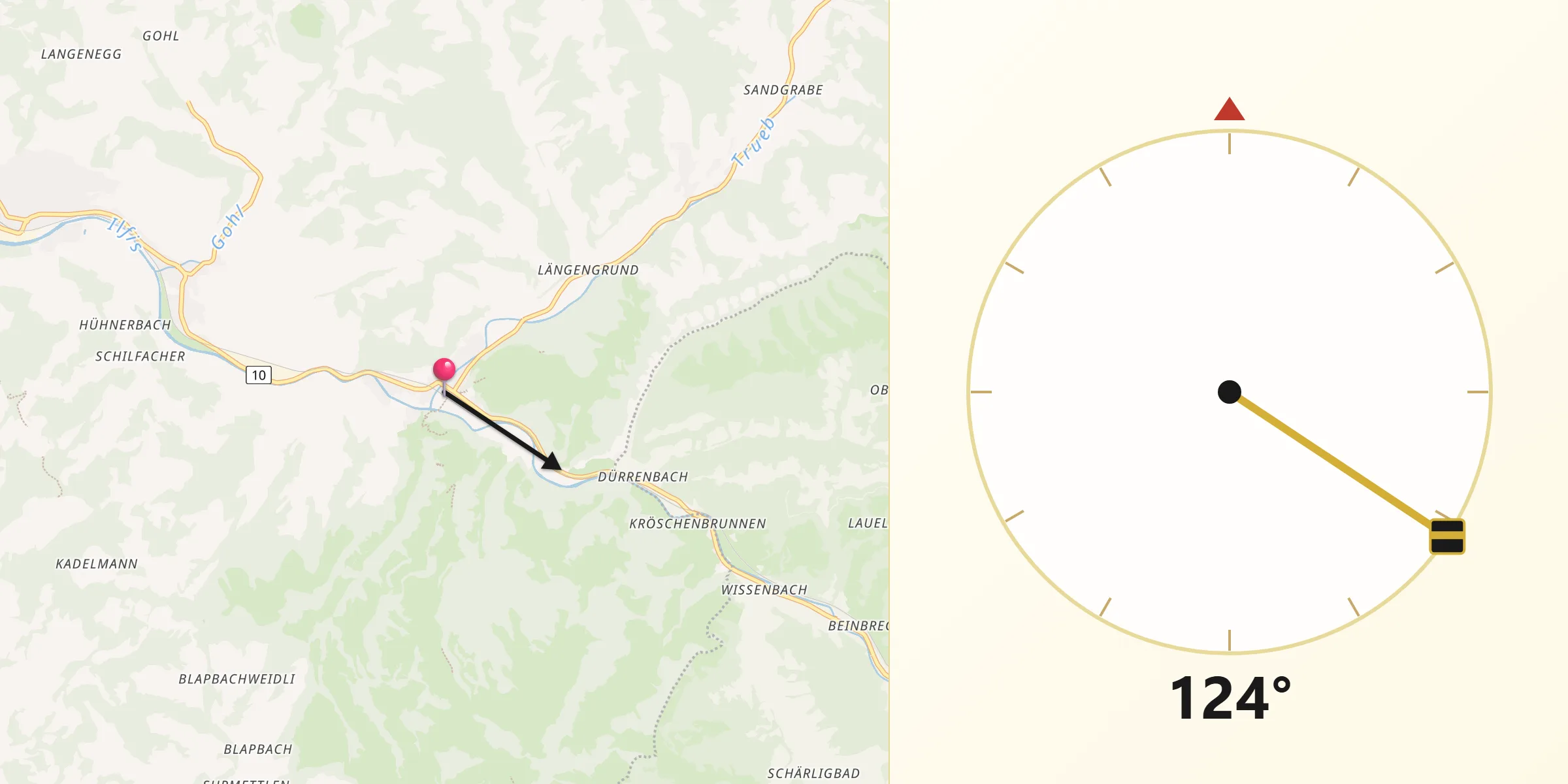 Direzione della Qibla da Trubschachen