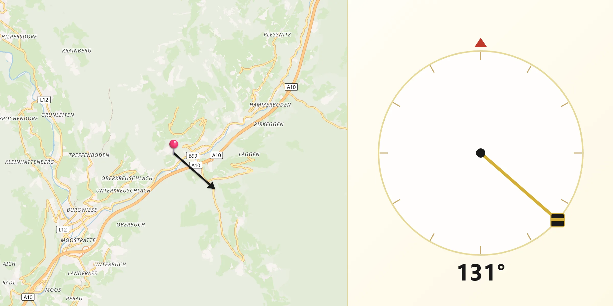 Qibla-Richtung von Krems