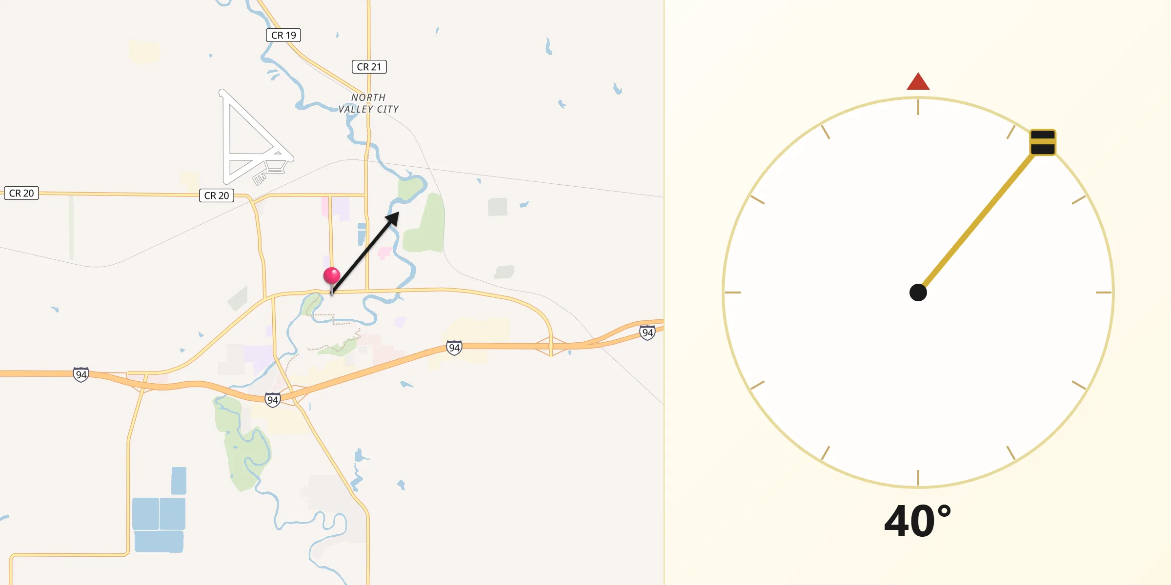 Qibla Direction from Valley City