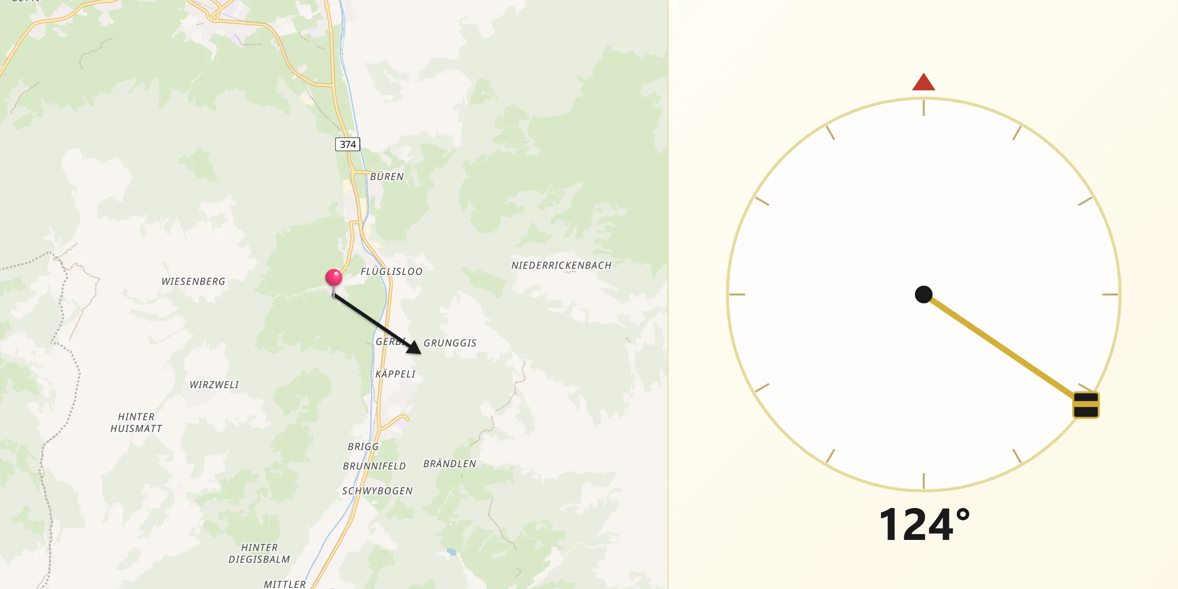Direzione della Qibla da Dallenwil