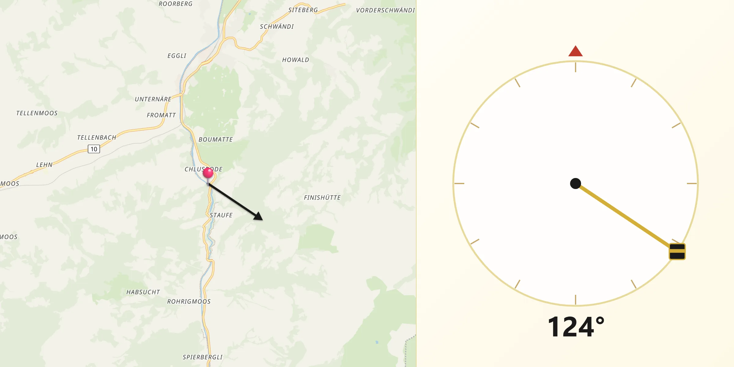 Direction vers la Qibla depuis Entlebuch District
