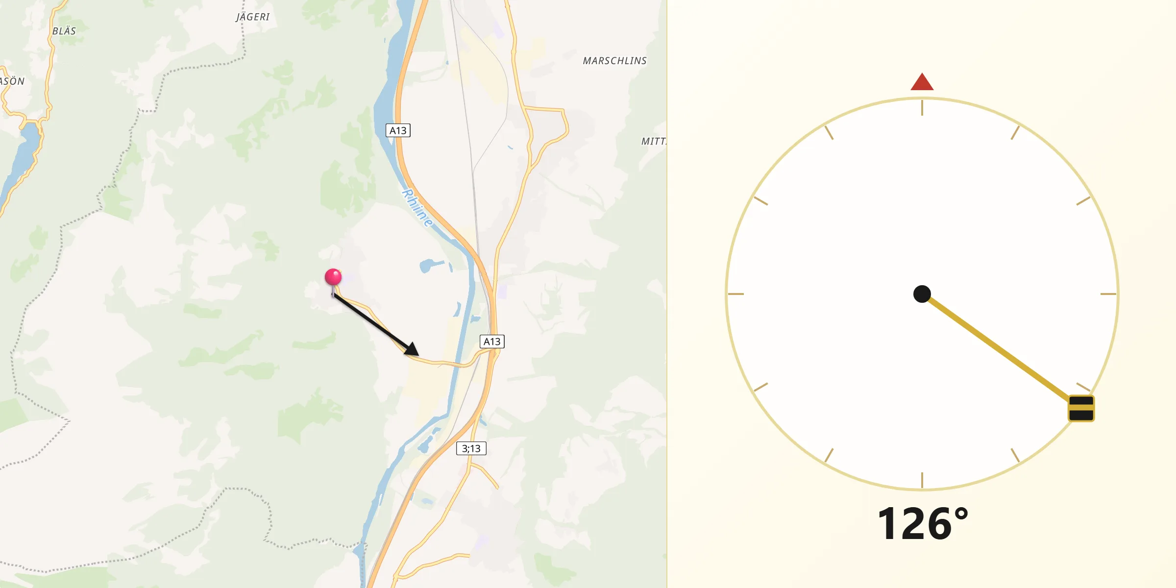 Direzione della Qibla da Untervaz
