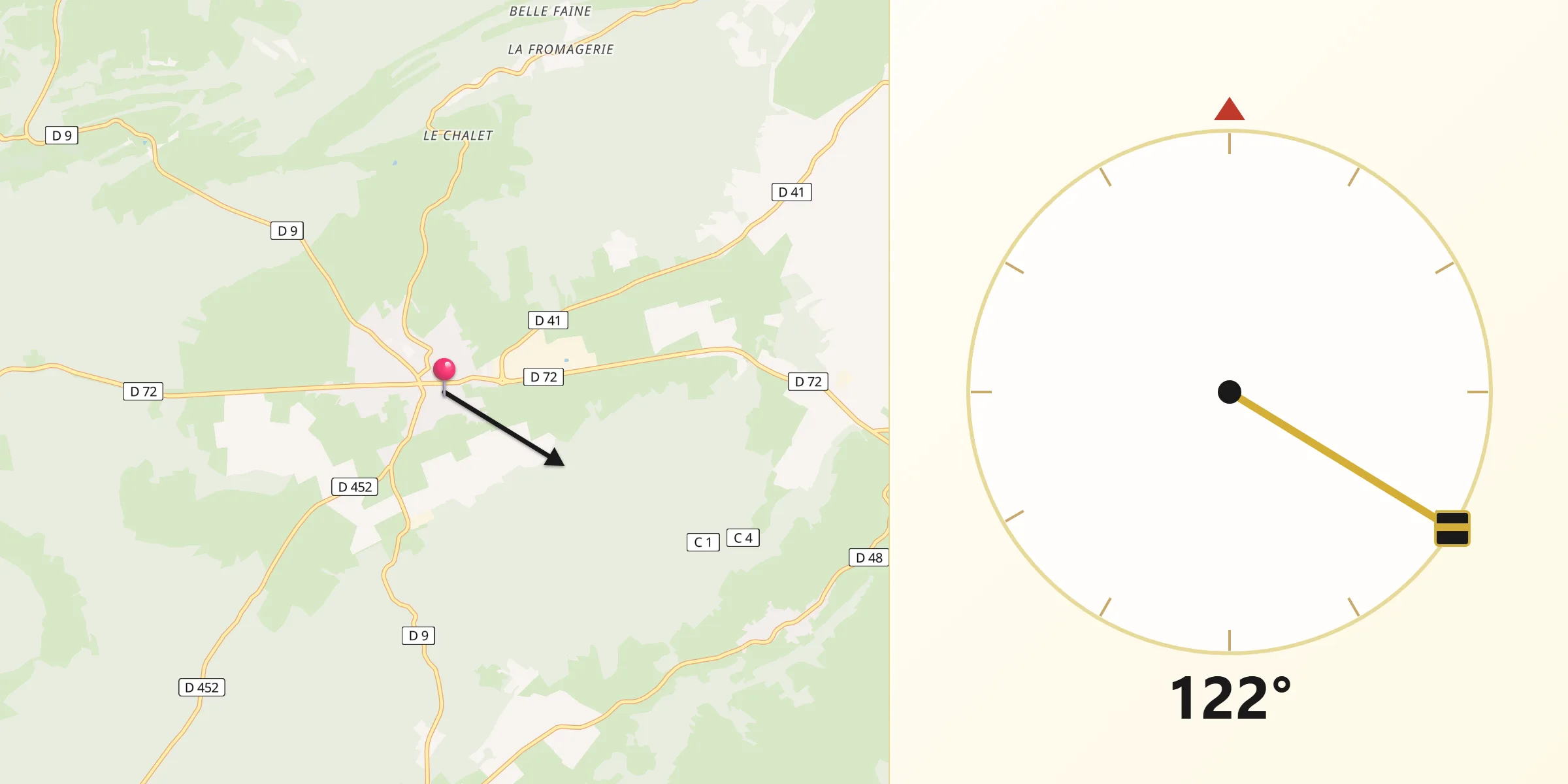 Direction vers la Qibla depuis Levier