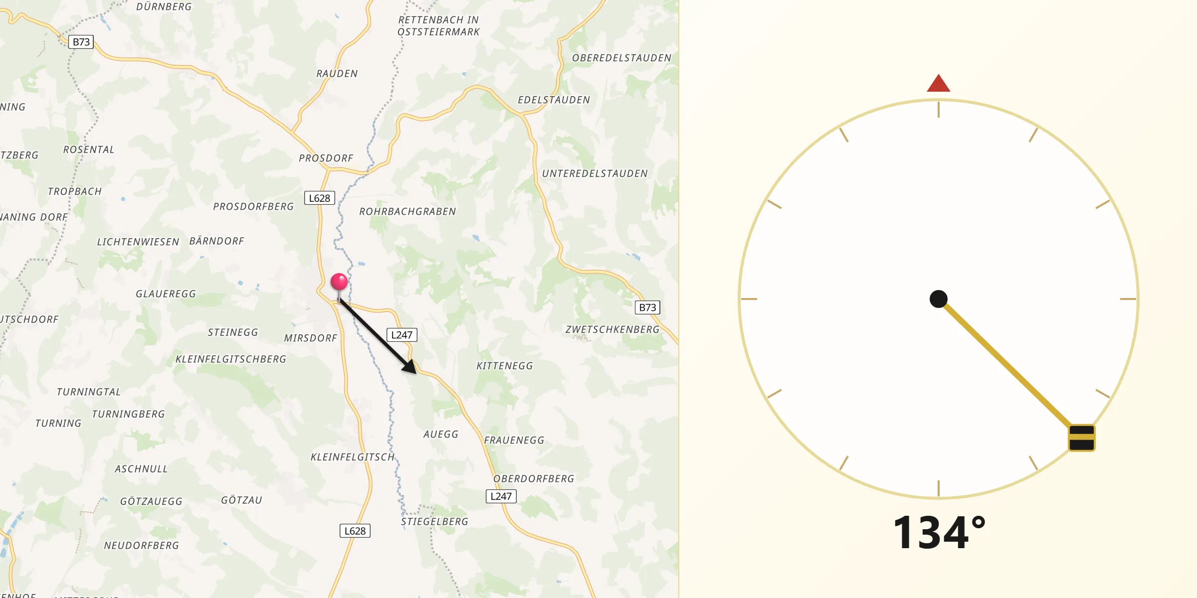 Qibla-Richtung von Heiligenkreuz am Waasen