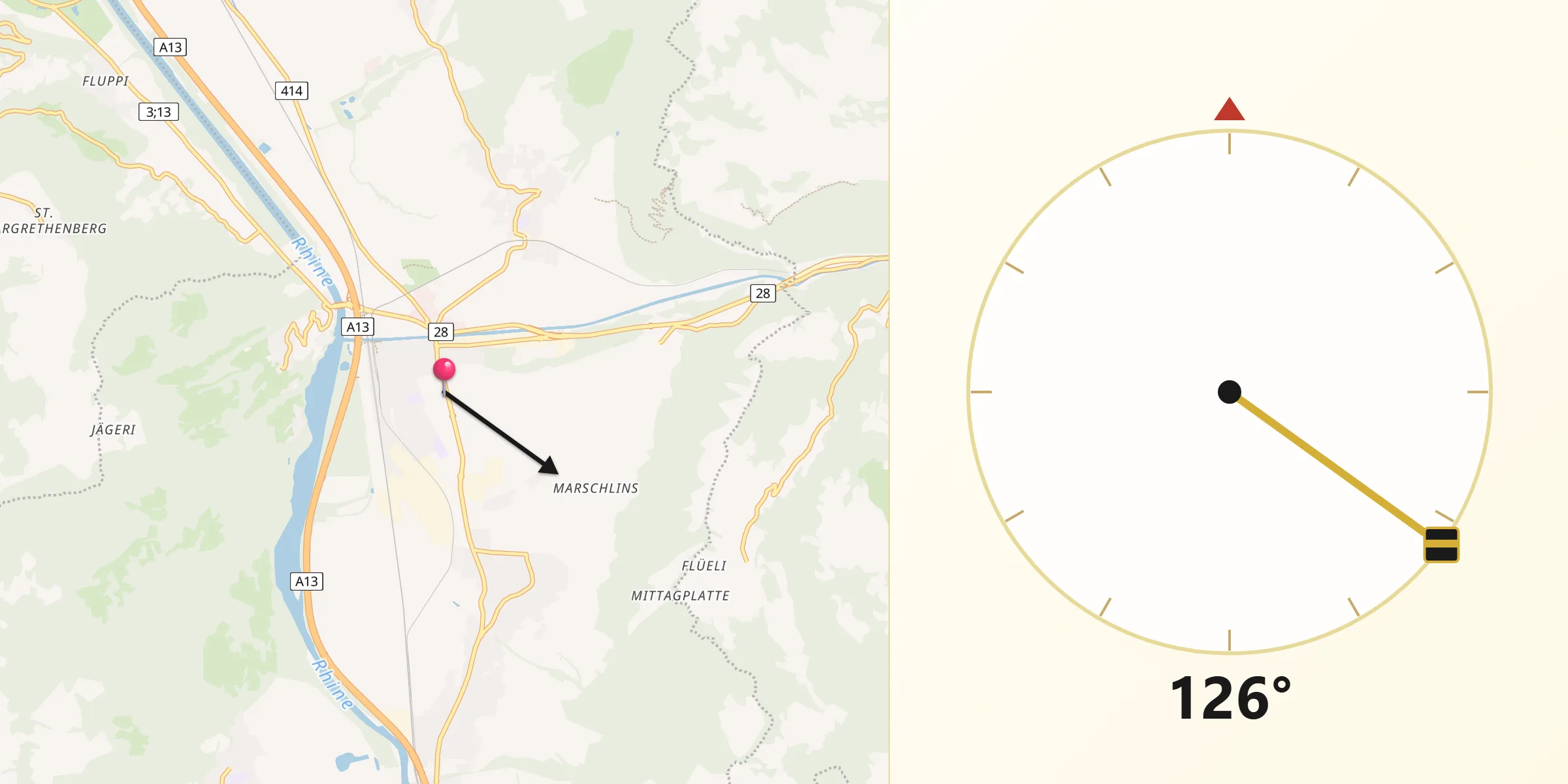 Direzione della Qibla da Region Landquart