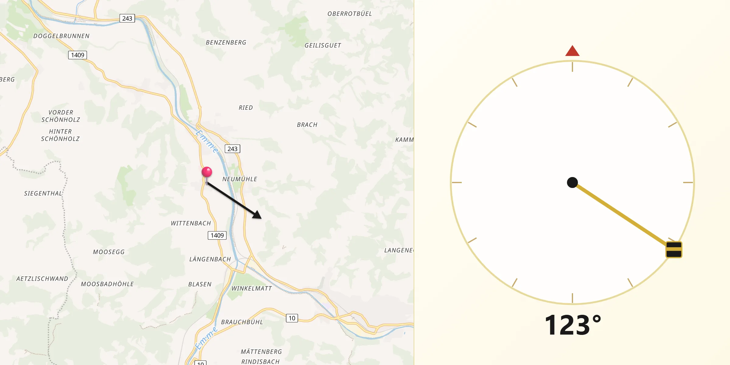 Direzione della Qibla da Lauperswil
