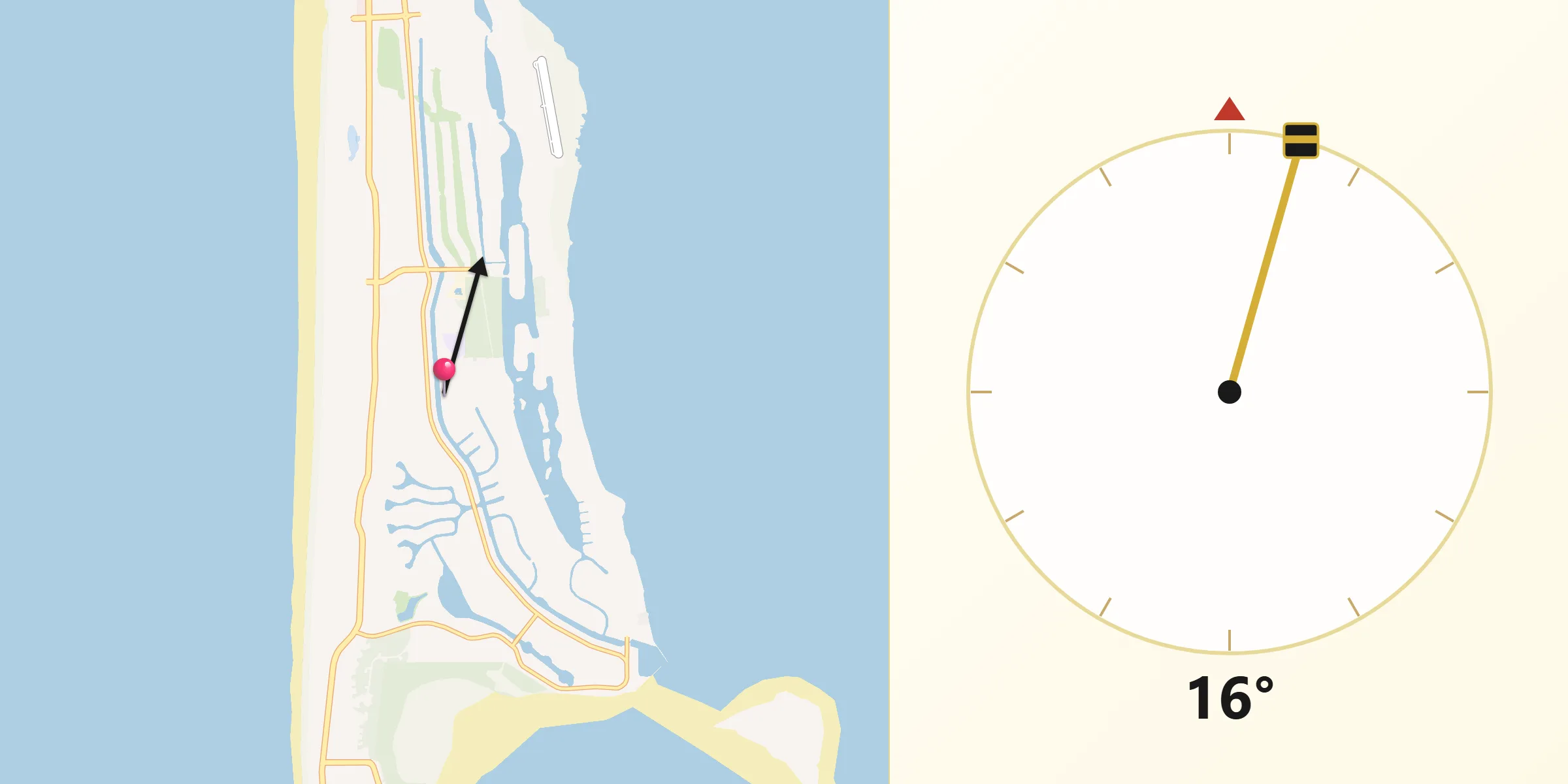 Qibla Direction from Ocean Shores