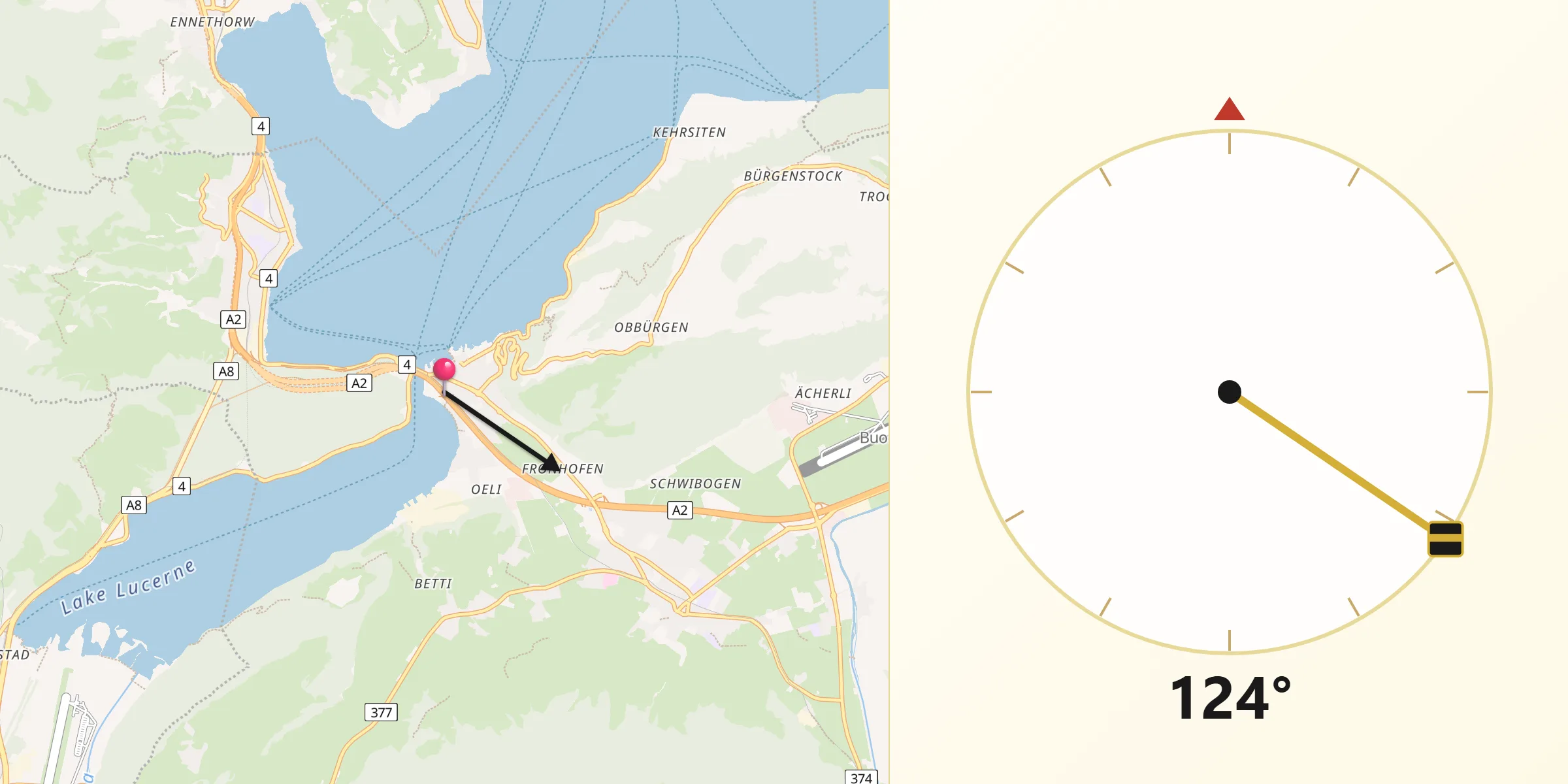 Direction vers la Qibla depuis Stansstad
