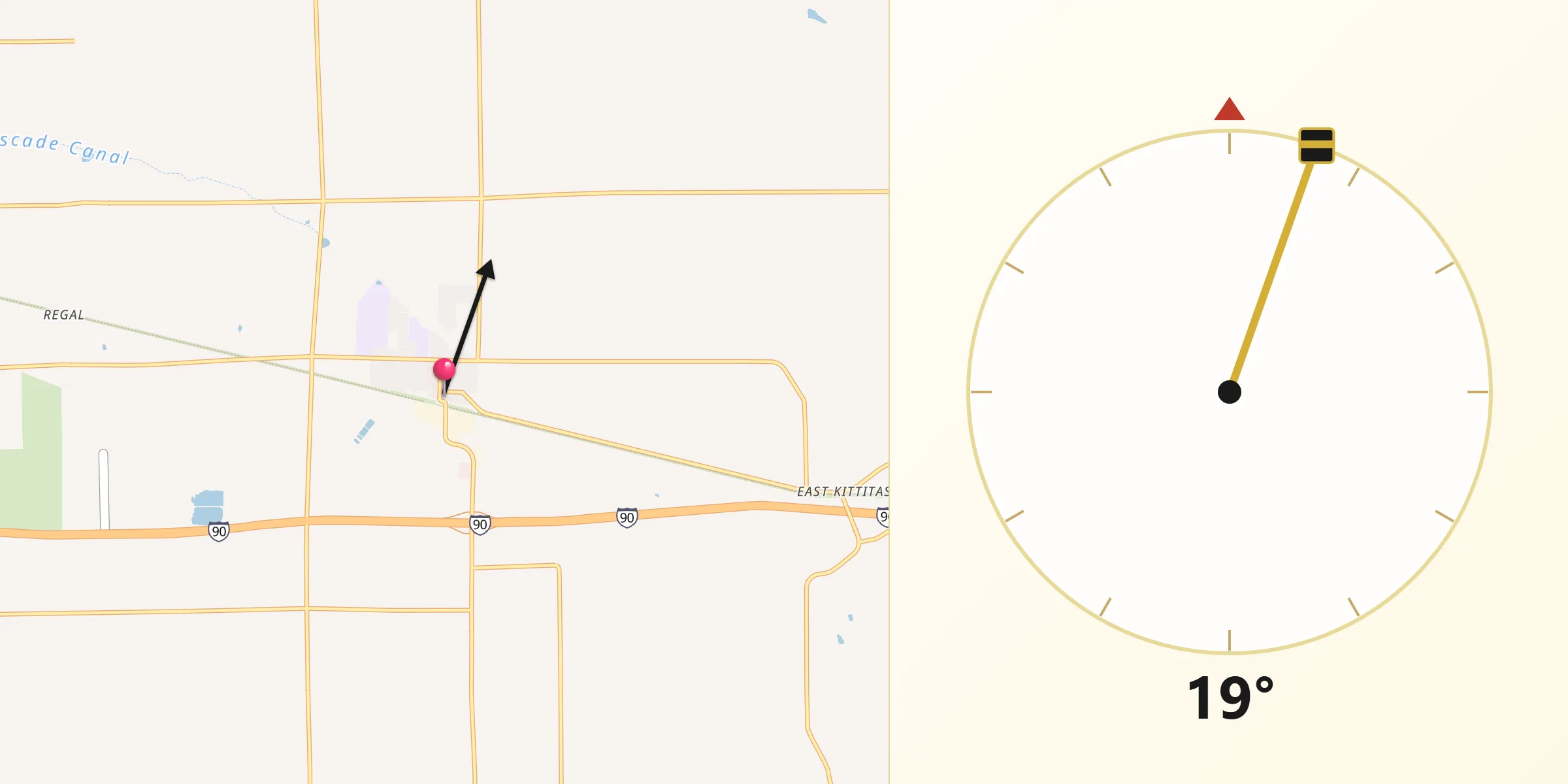 Qibla Direction from Kittitas