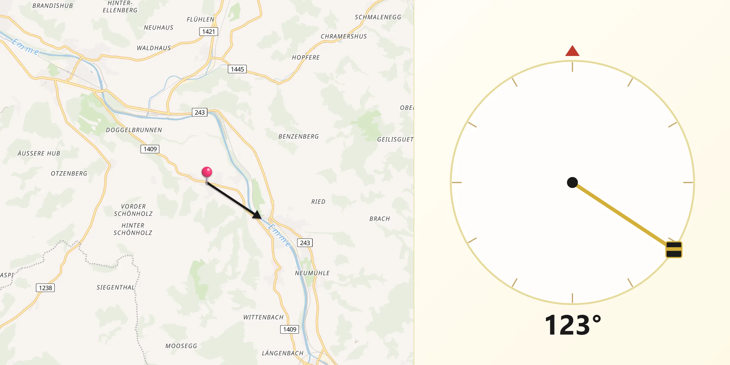 Direzione della Qibla da Rüderswil