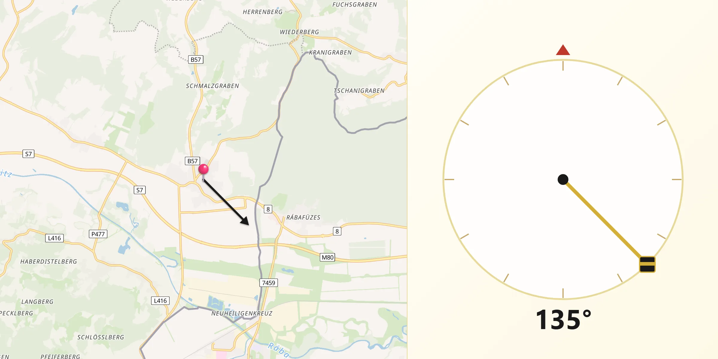 Qibla-Richtung von Heiligenkreuz im Lafnitztal