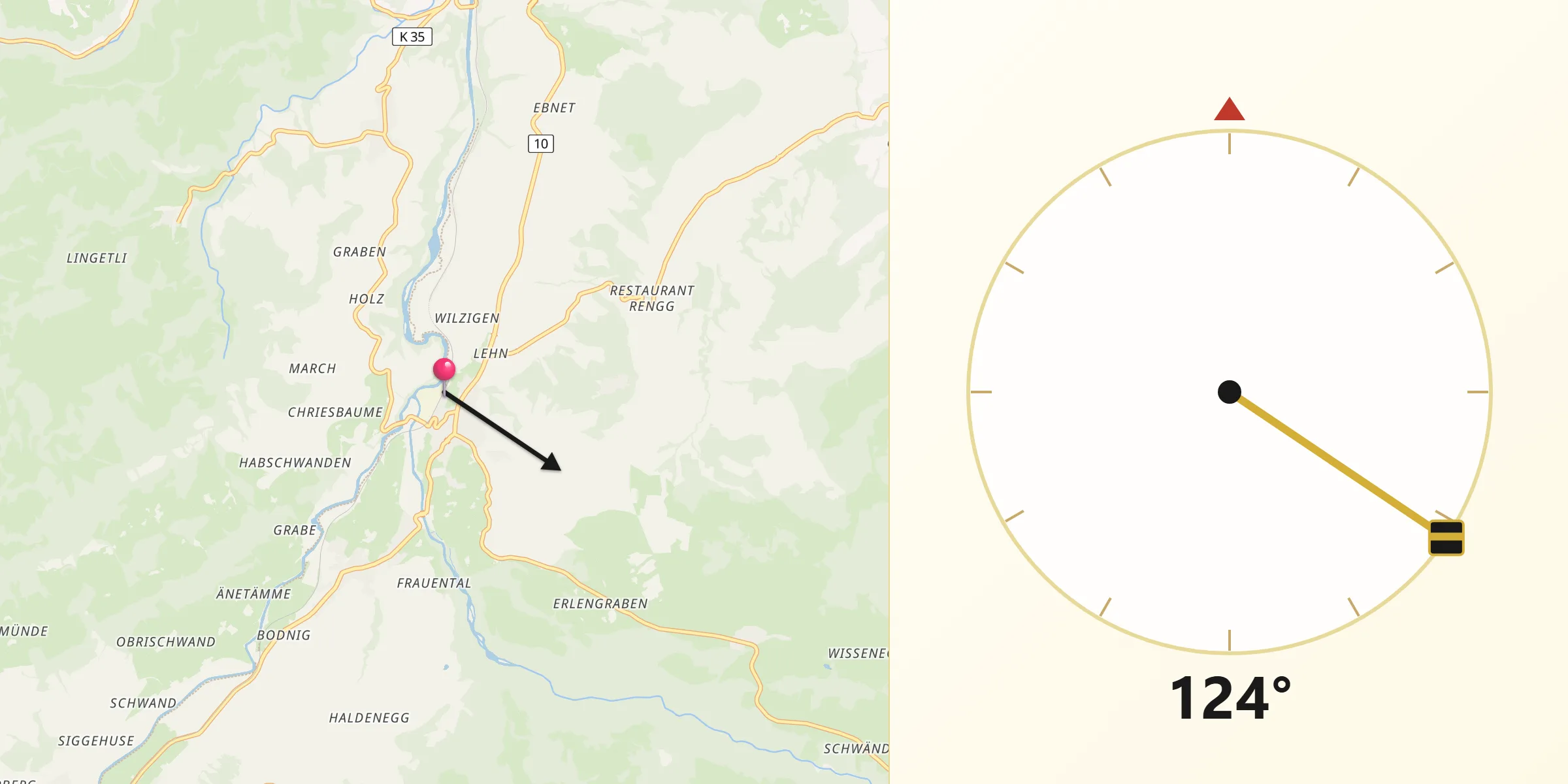 Direzione della Qibla da Entlebuch