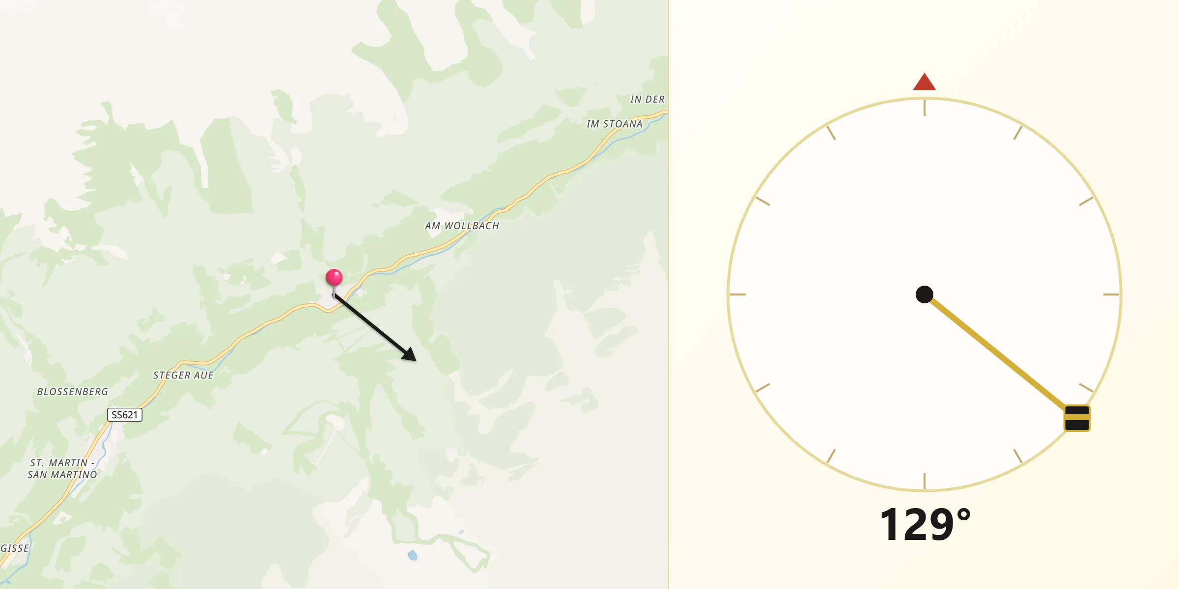 Direzione della Qibla da Valle Aurina - Ahrntal
