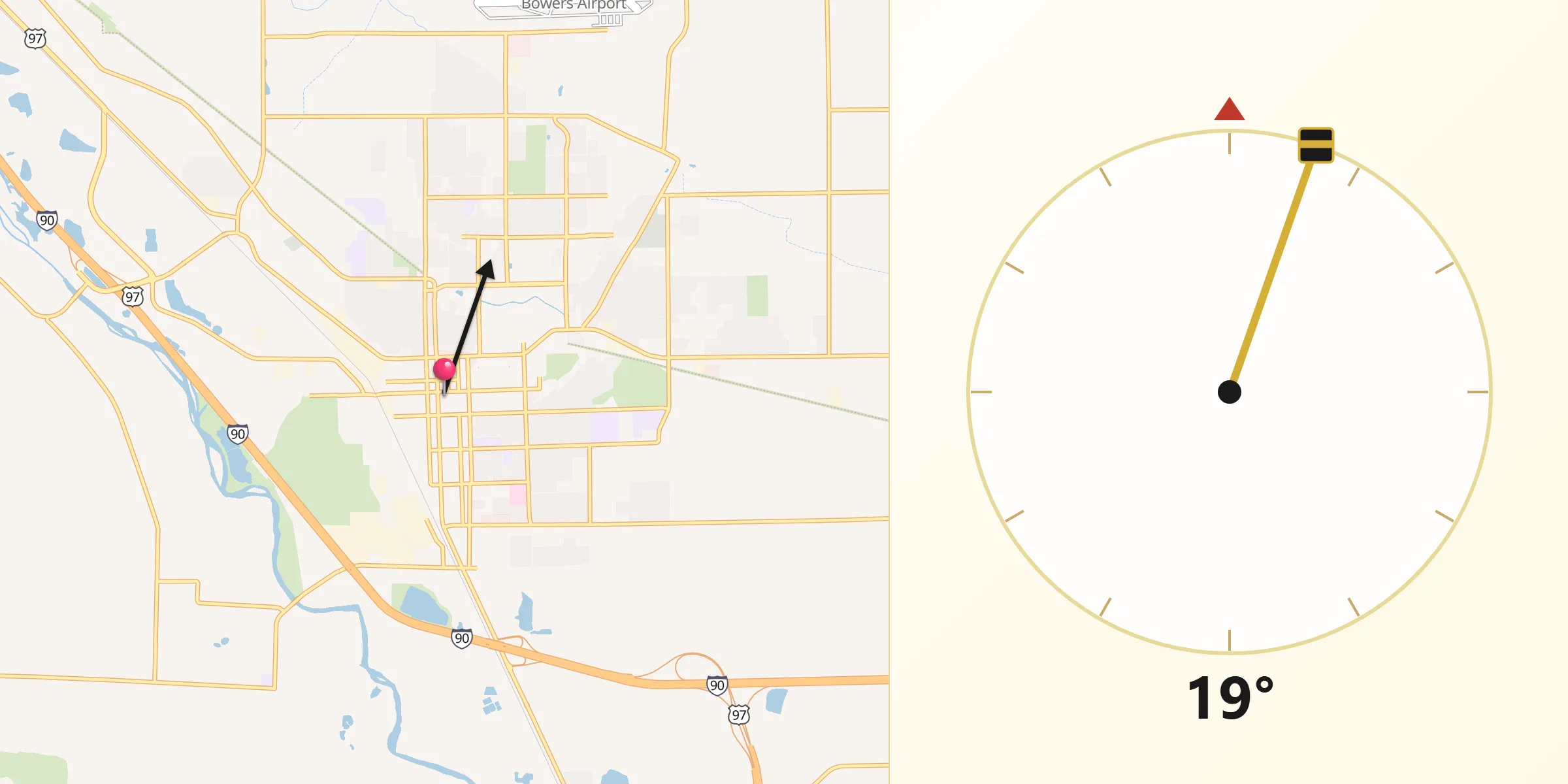 Qibla Direction from Ellensburg