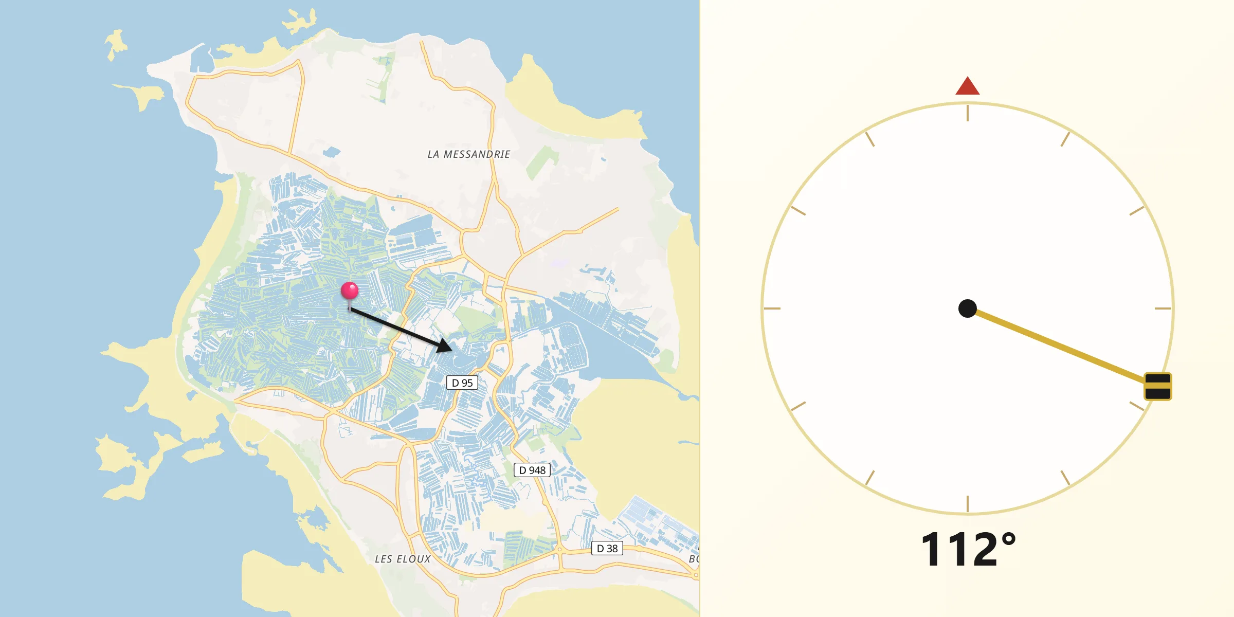 Direction vers la Qibla depuis Noirmoutier-en-l’Île