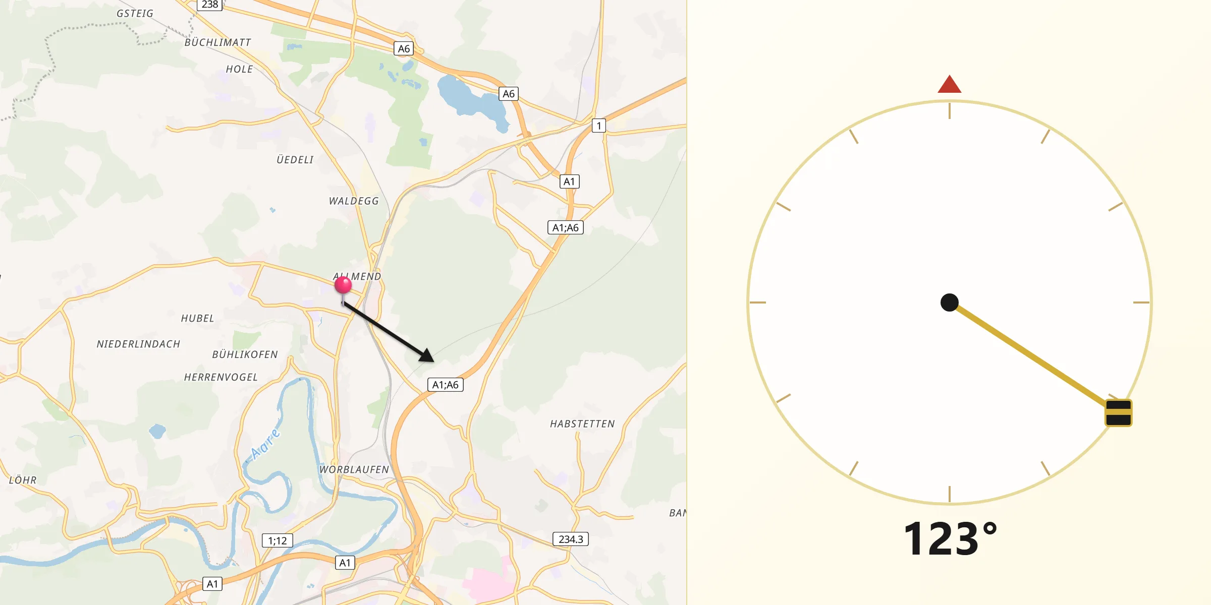 Direzione della Qibla da Zollikofen