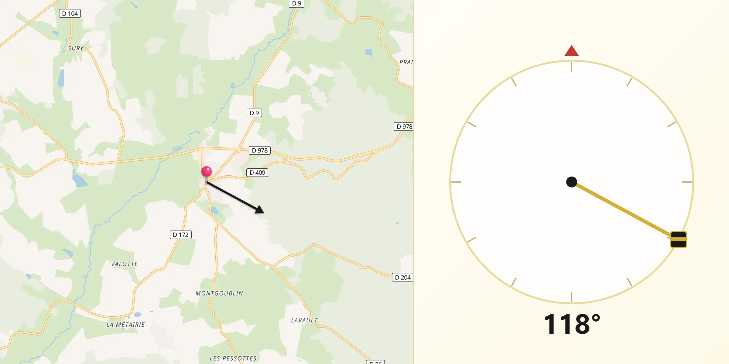 Direction vers la Qibla depuis Saint-Benin-d’Azy