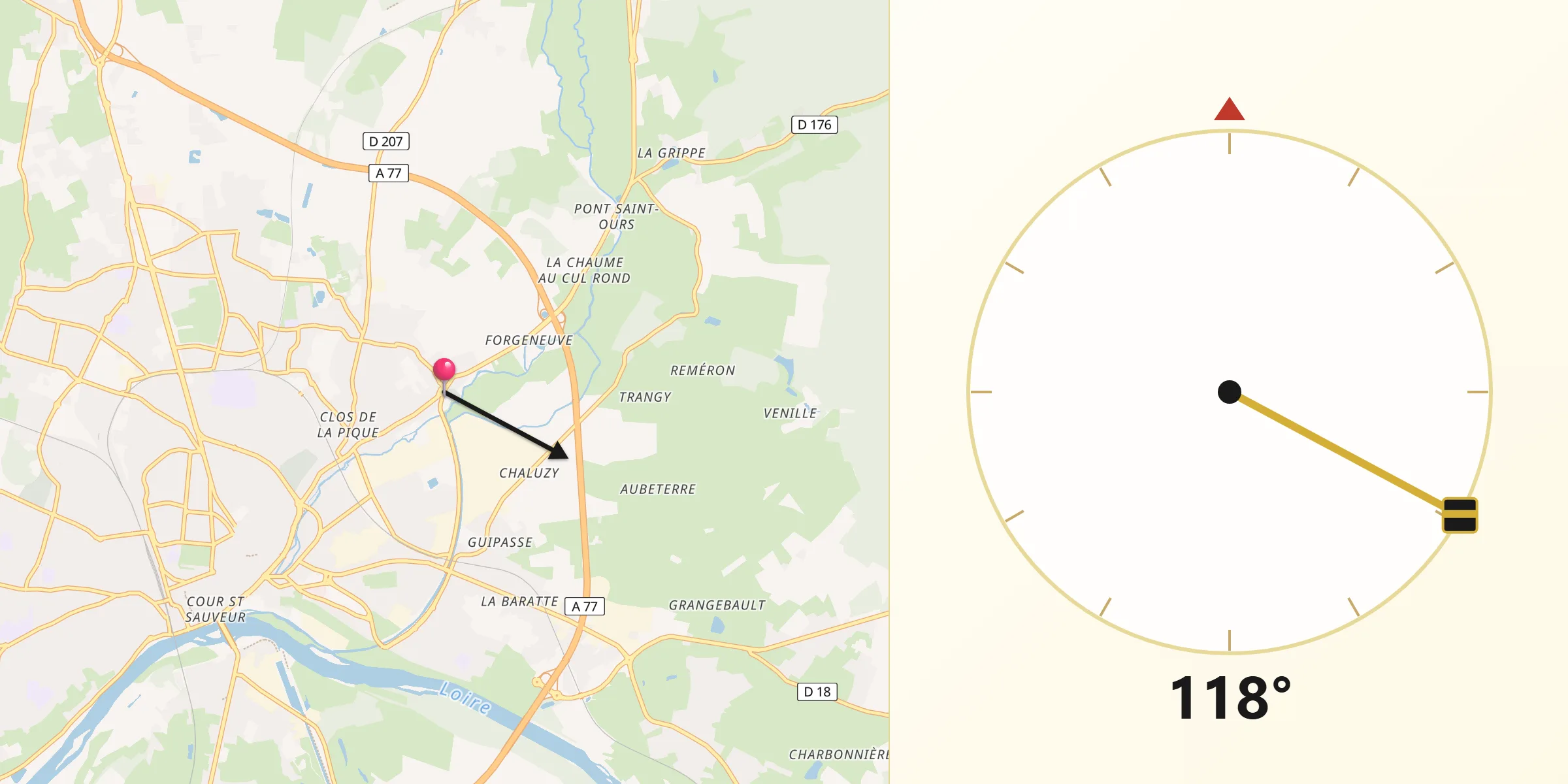 Direction vers la Qibla depuis Coulanges-lès-Nevers