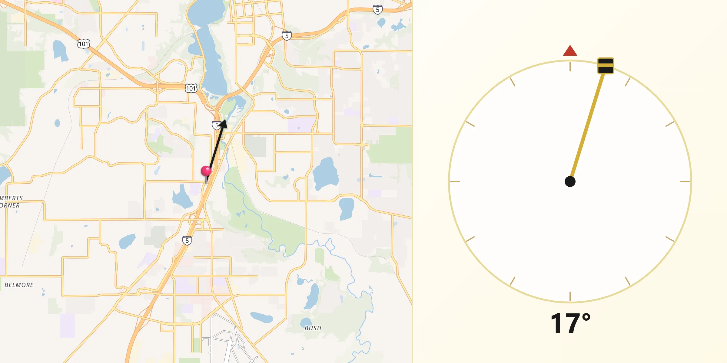 Qibla Direction from Tumwater