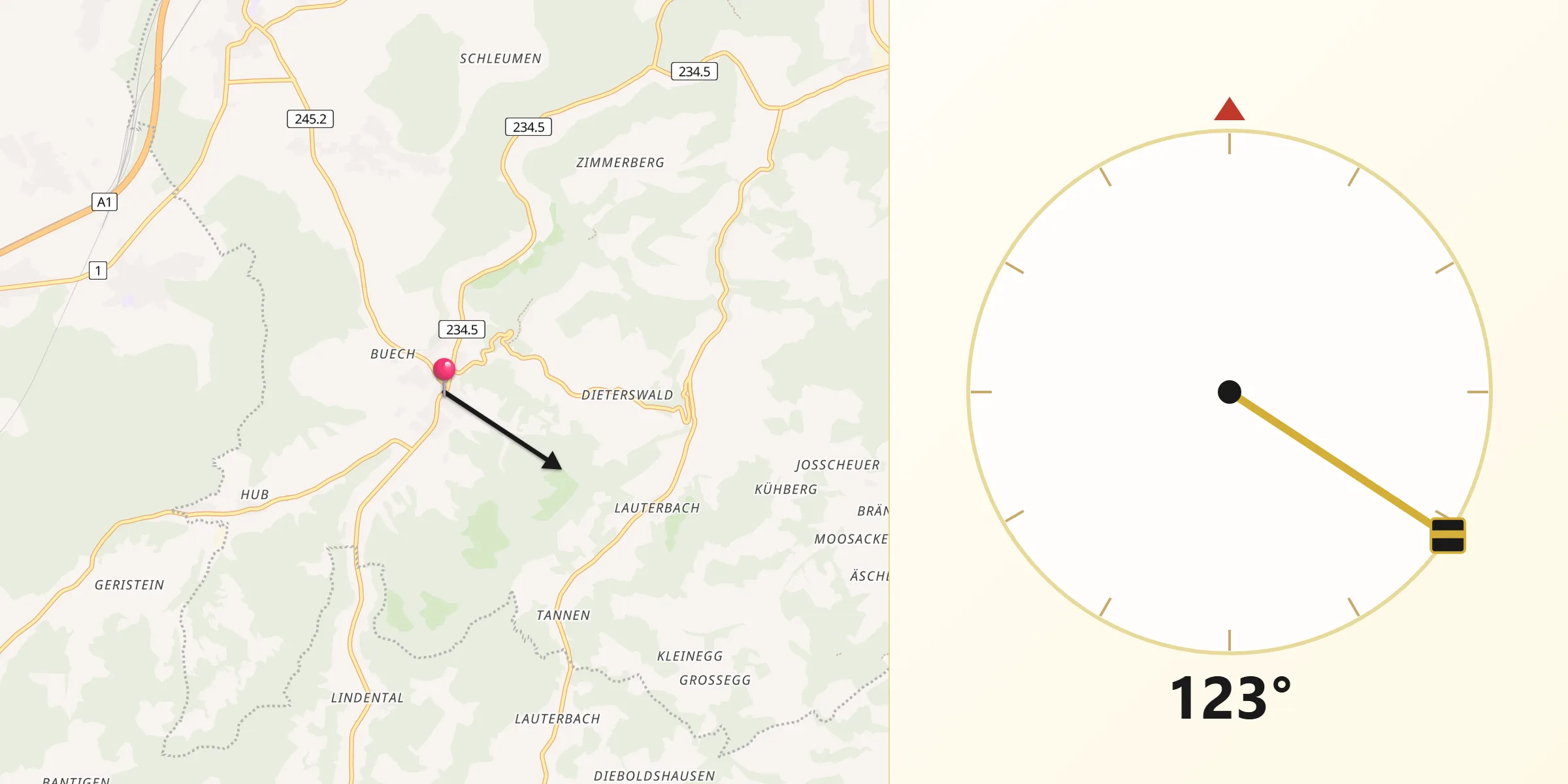 Direzione della Qibla da Krauchthal