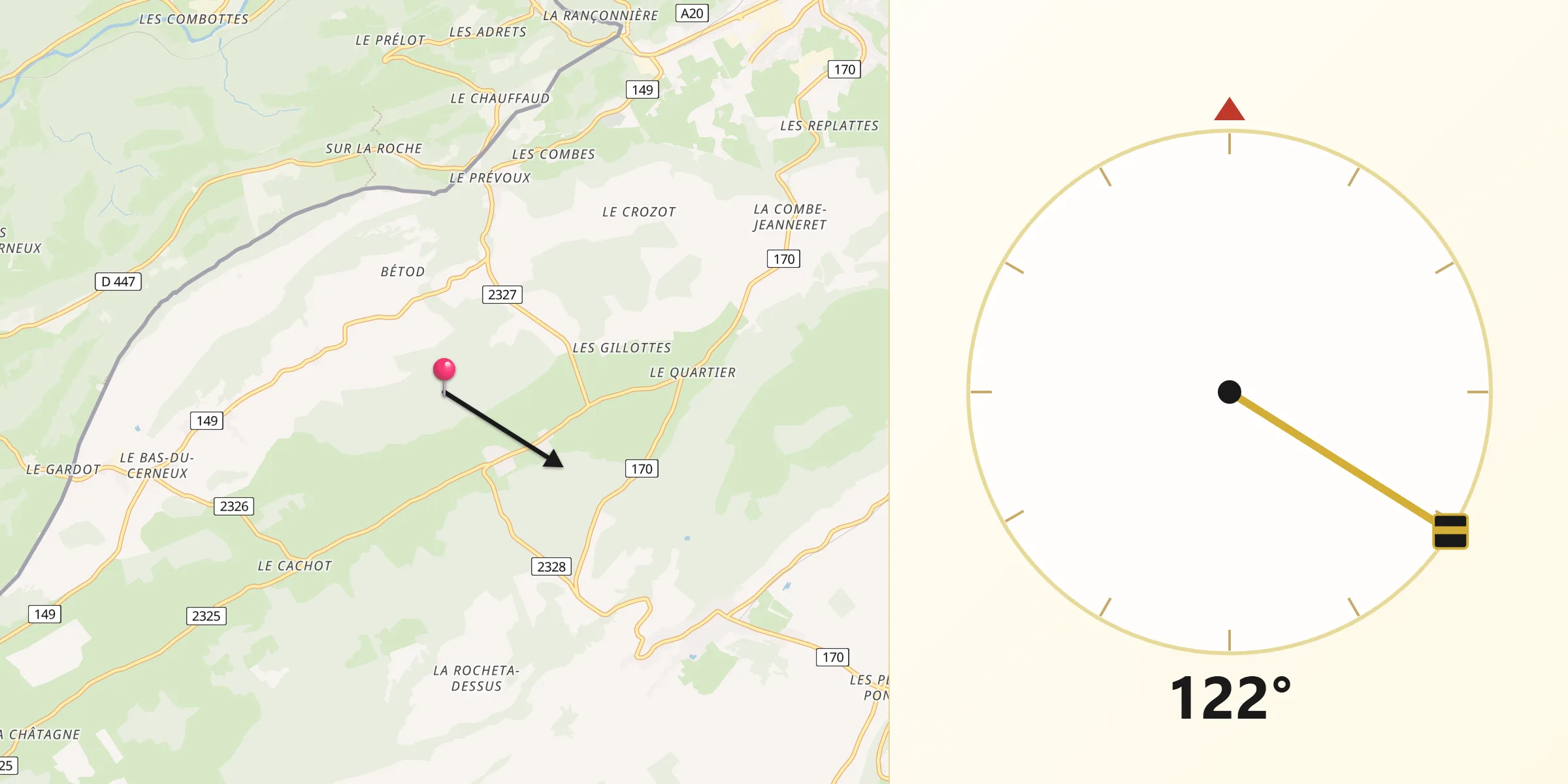 Direzione della Qibla da Le Locle District