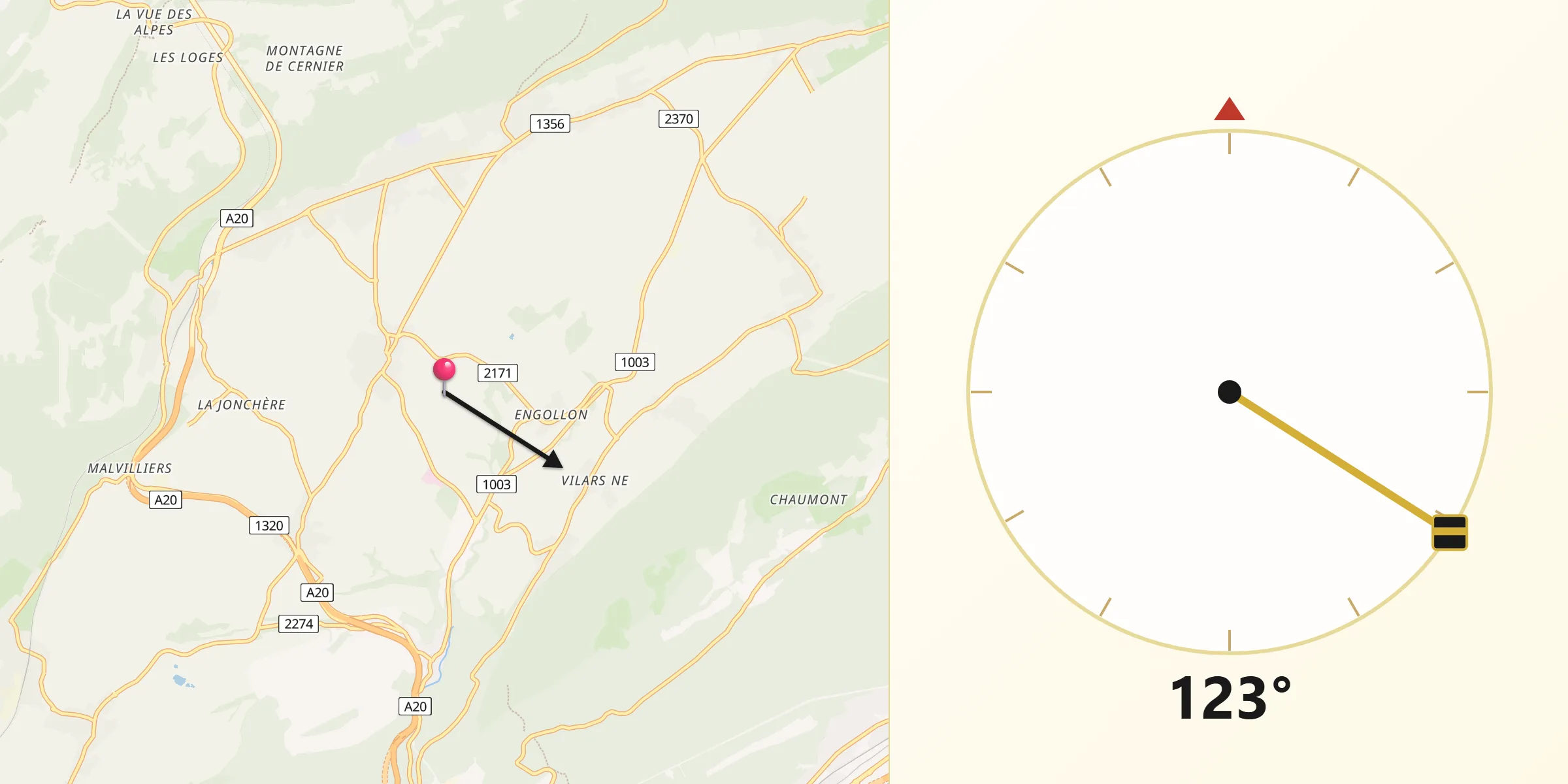 Direzione della Qibla da Val-de-Ruz