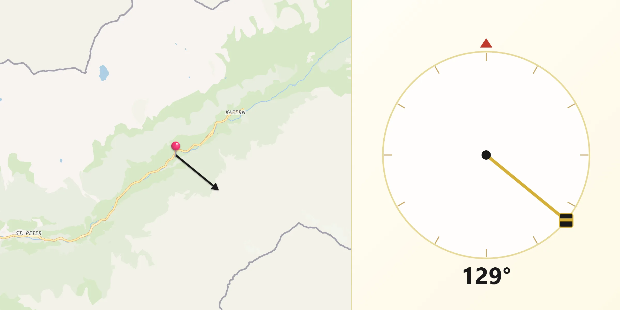 Direzione della Qibla da Predoi