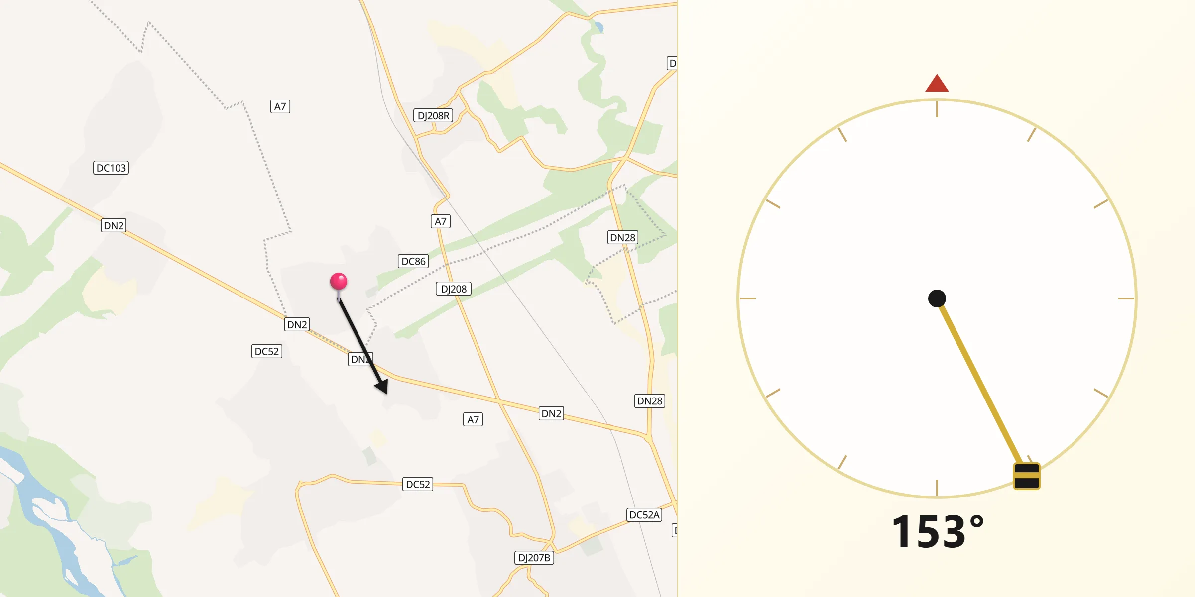 Direcția Qibla din Iugani