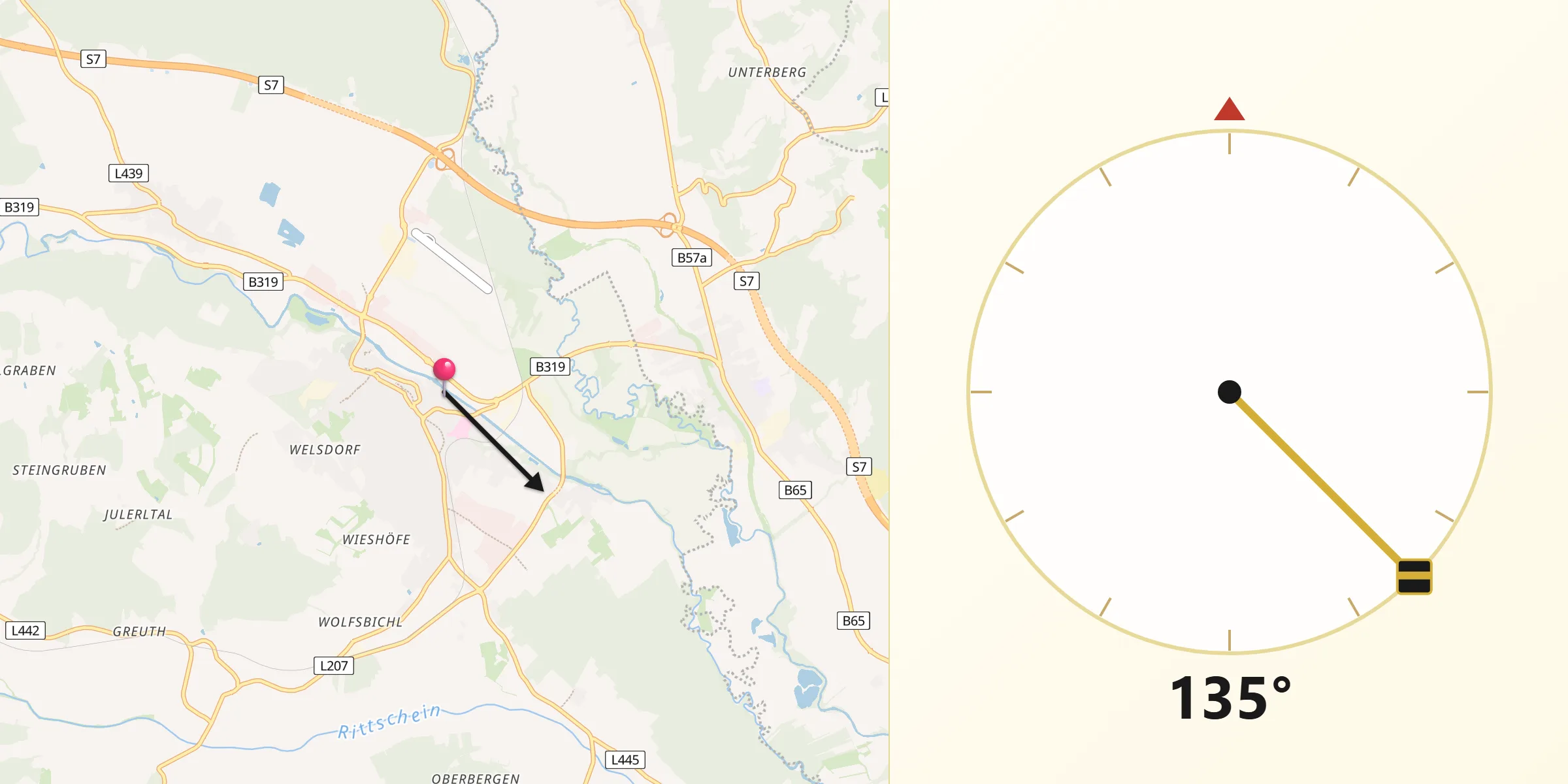 Qibla-Richtung von Fürstenfeld