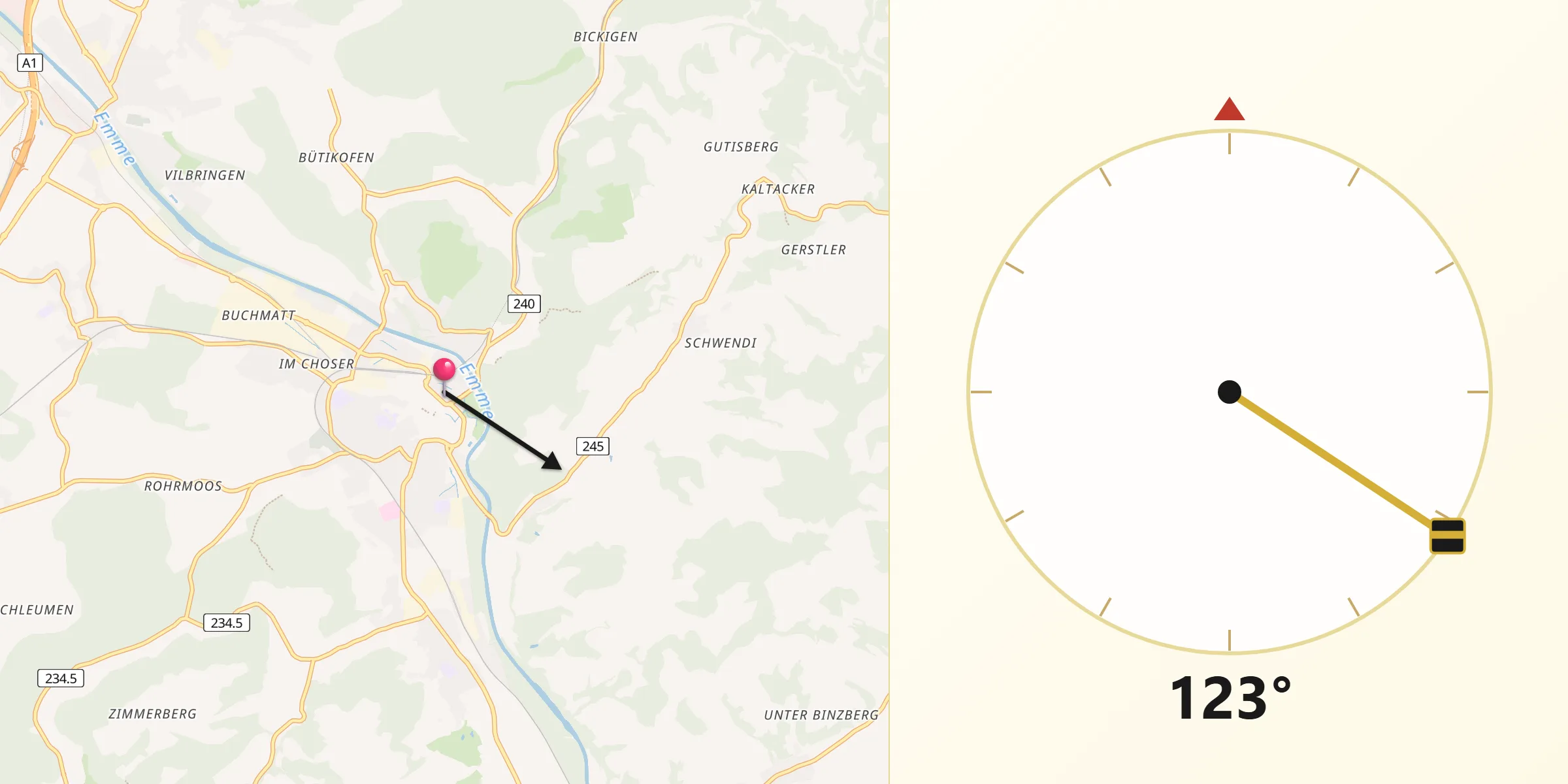 Direzione della Qibla da Burgdorf