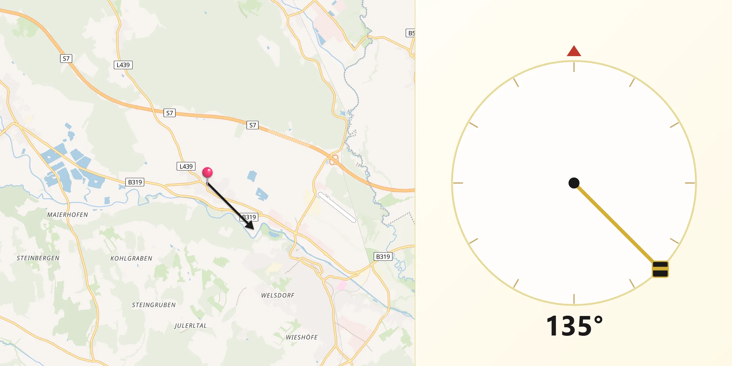 Qibla-Richtung von Altenmarkt bei Fürstenfeld